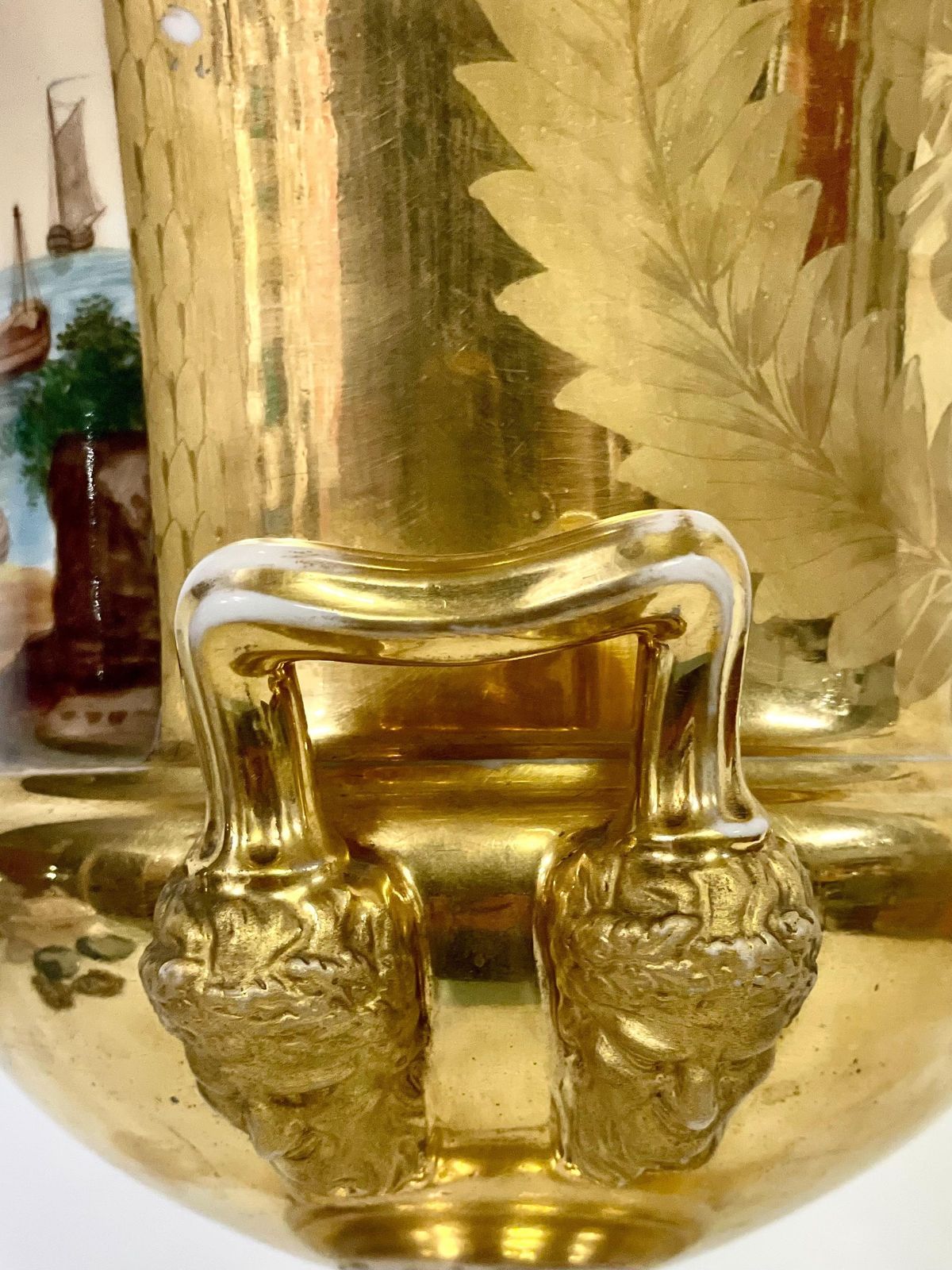 Large Gilt Porcelaine De Paris Medici Vase photo vintage