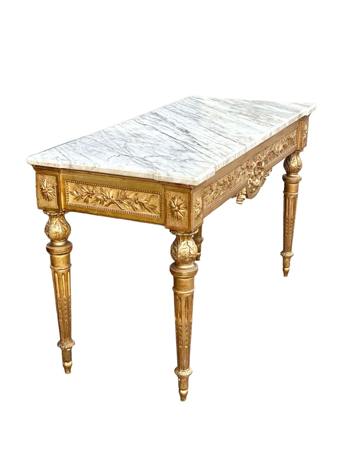 photo furniture 18th Century Opulent And Large Louis XVI Period Giltwood Console Table