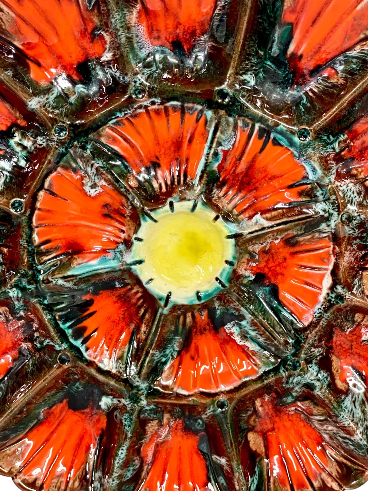 Home Decor 19th Century Set Of Eight Majolica Oyster Plates And Serving Platter photo