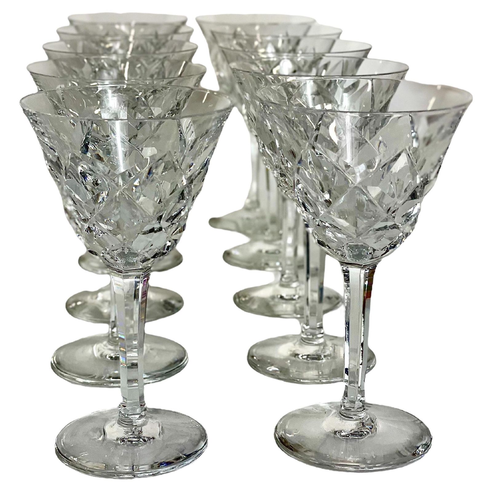 Set Of Ten Saint Louis 'Adour' Series Crystal Wine Or Water Glasses