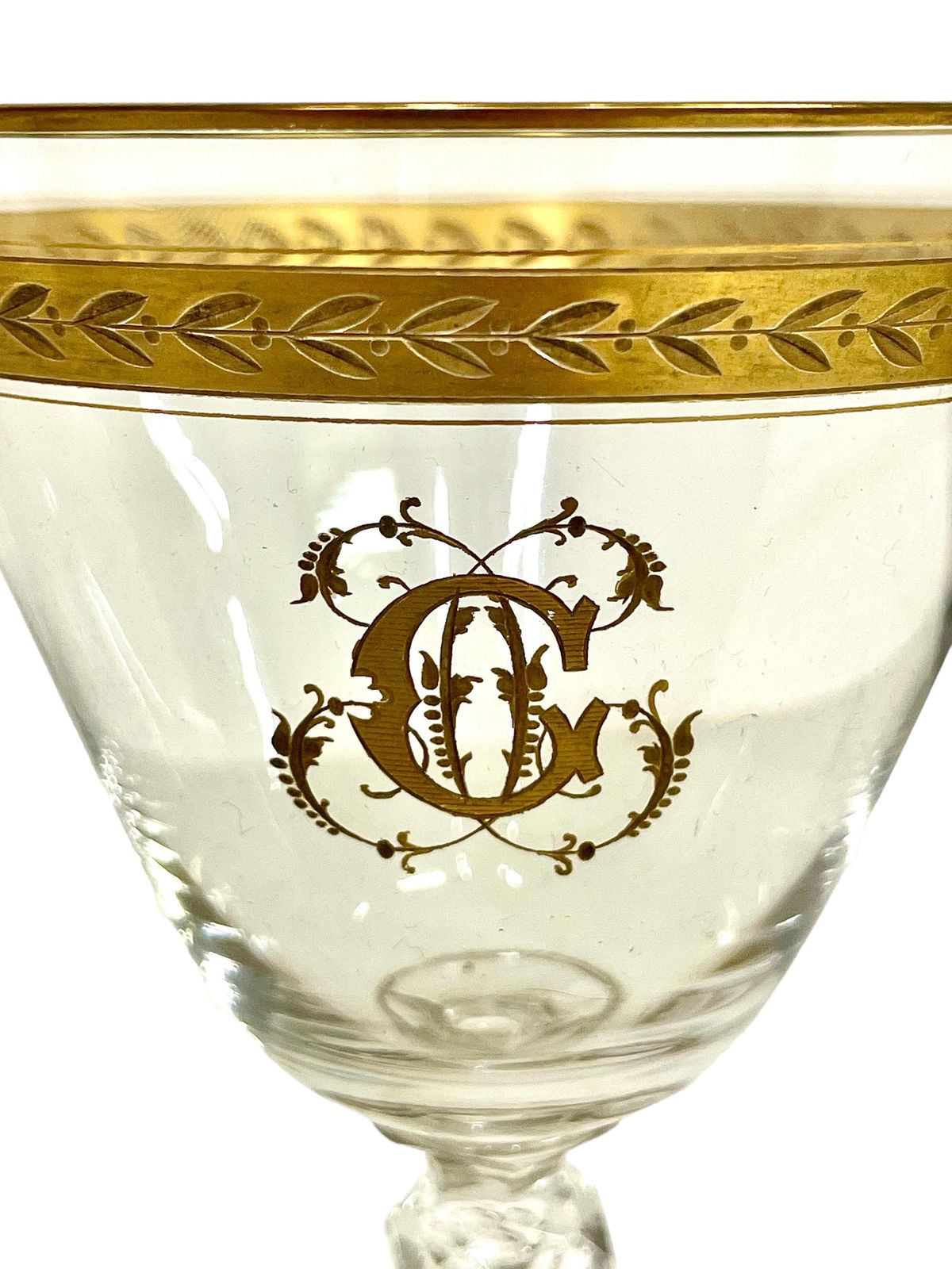 Set Of Eight Antique Crystal Gilded Glasses In The Saint Louis Style photo Home Decor
