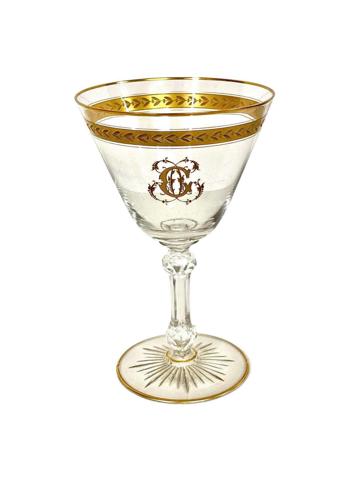 Set Of Eight Antique Crystal Gilded Glasses In The Saint Louis Style photo vinterior