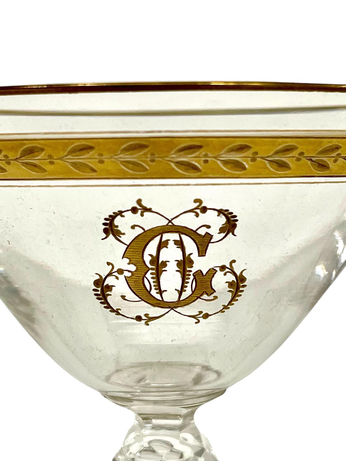 19th Century Twelve Crystal Gilded Champagne Glasses In The Saint Louis Style photo Home Decor