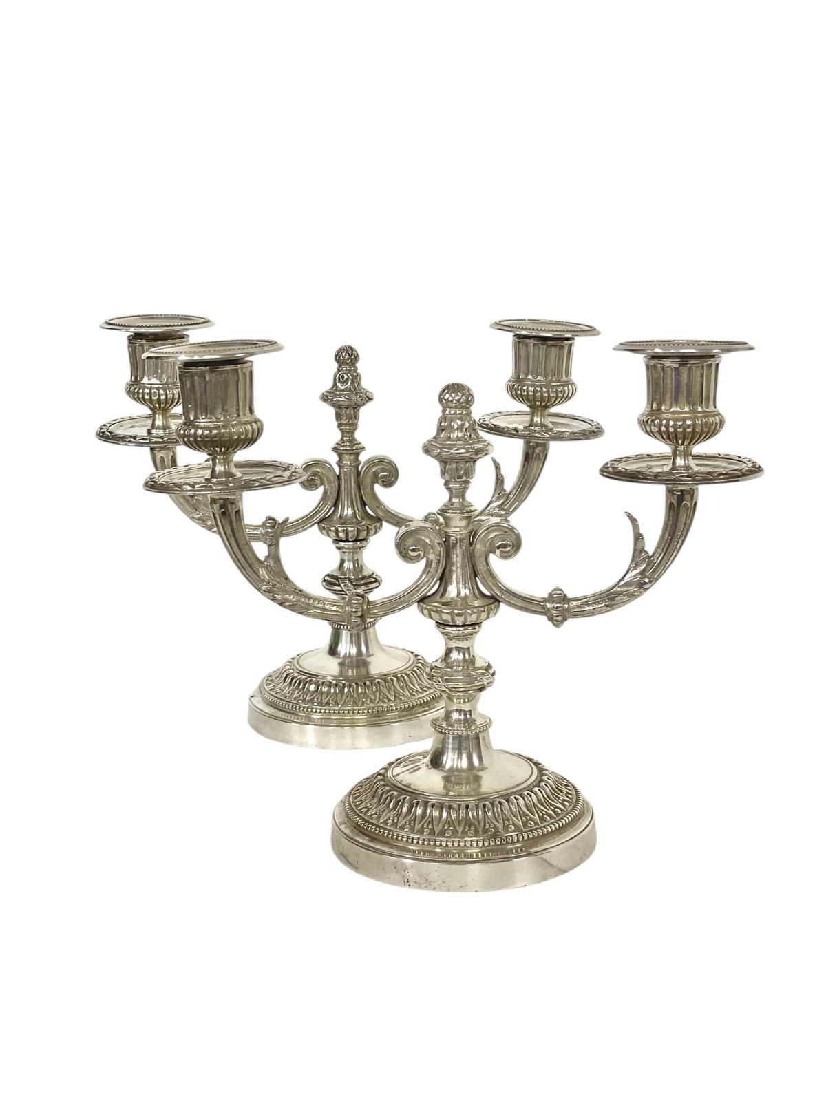 Home Decor 19th Century Pair Of Neoclassical Silver Plated Candelabra photo