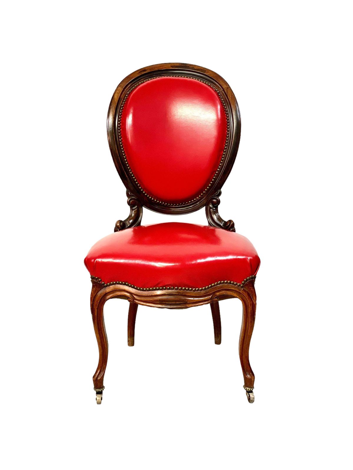 19th Century Set Of Four French Red Leather Dining Chairs photo vinterior