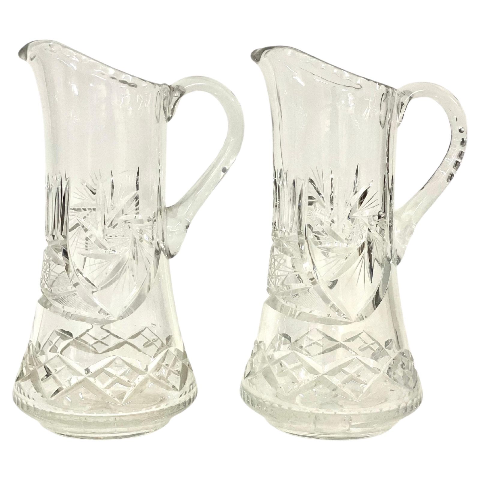 Pair Of  Crystal Carafes In The Saint Louis Style 20th Century