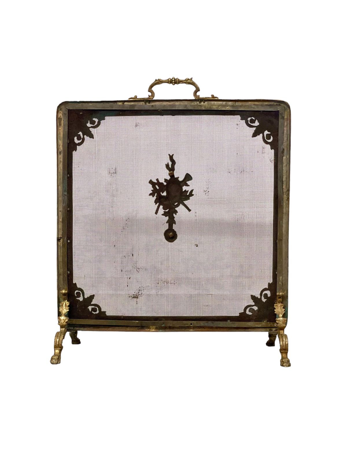 19th Century Louis XVI Gilded Bronze Firescreen photo vintage