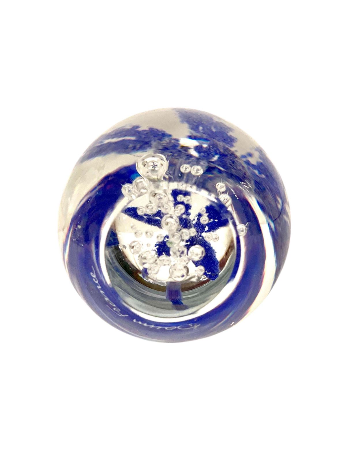 By Daum Sulphide Paperweight With Blue Flower photo buy
