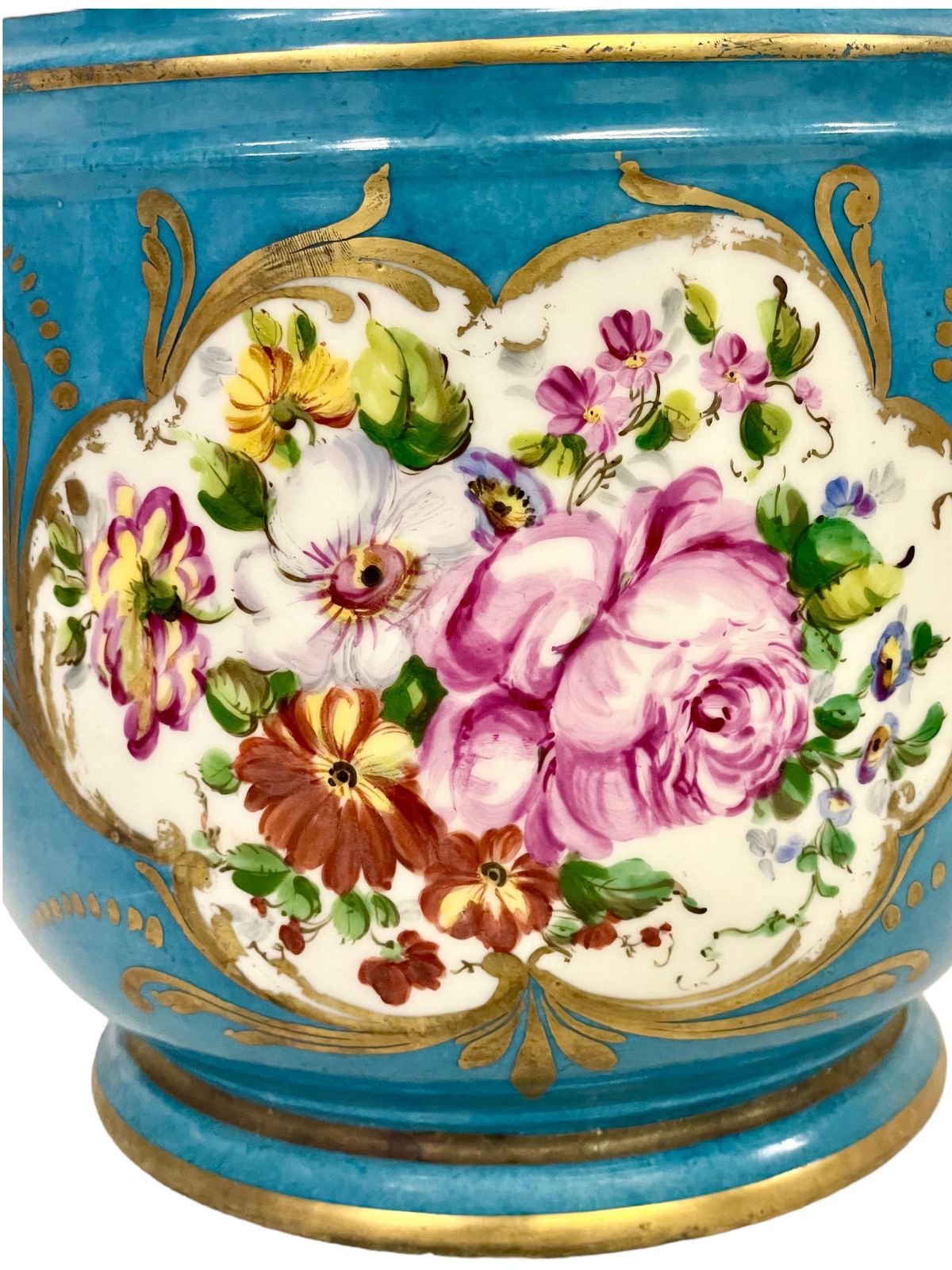 19th Century Limoges Porcelain Cache Pot In A Sèvres Style photo for sale