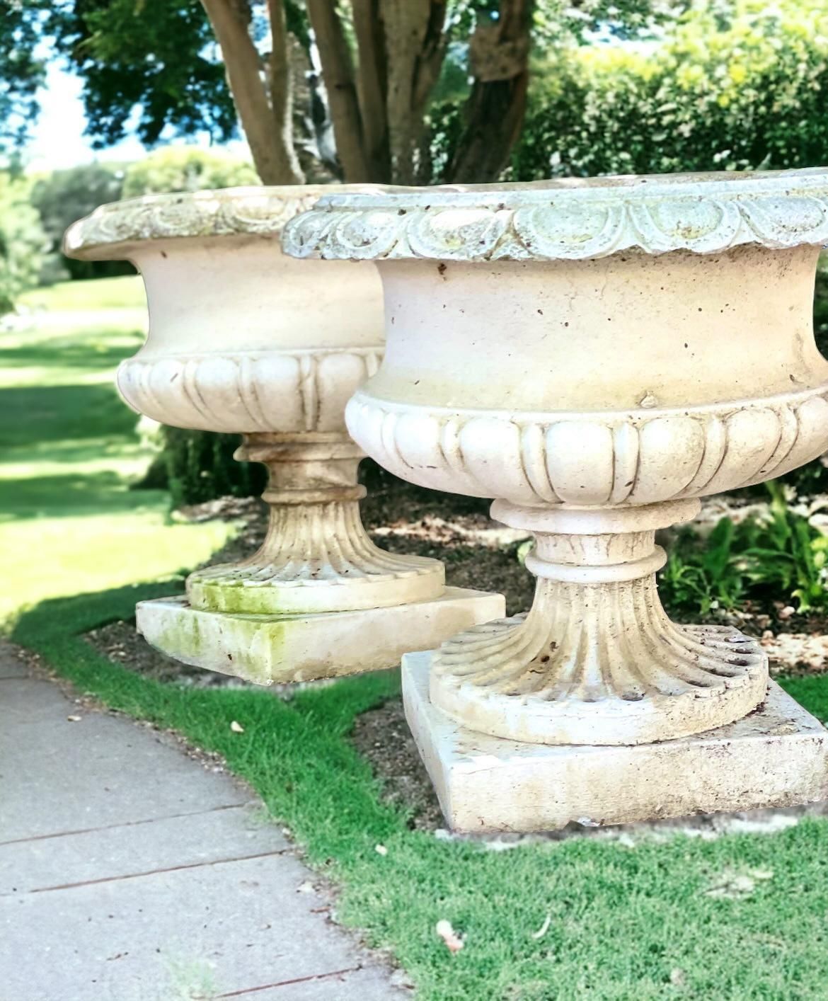 19th Century Pair Of Large Chambord Garden Urns photo Garden Decor