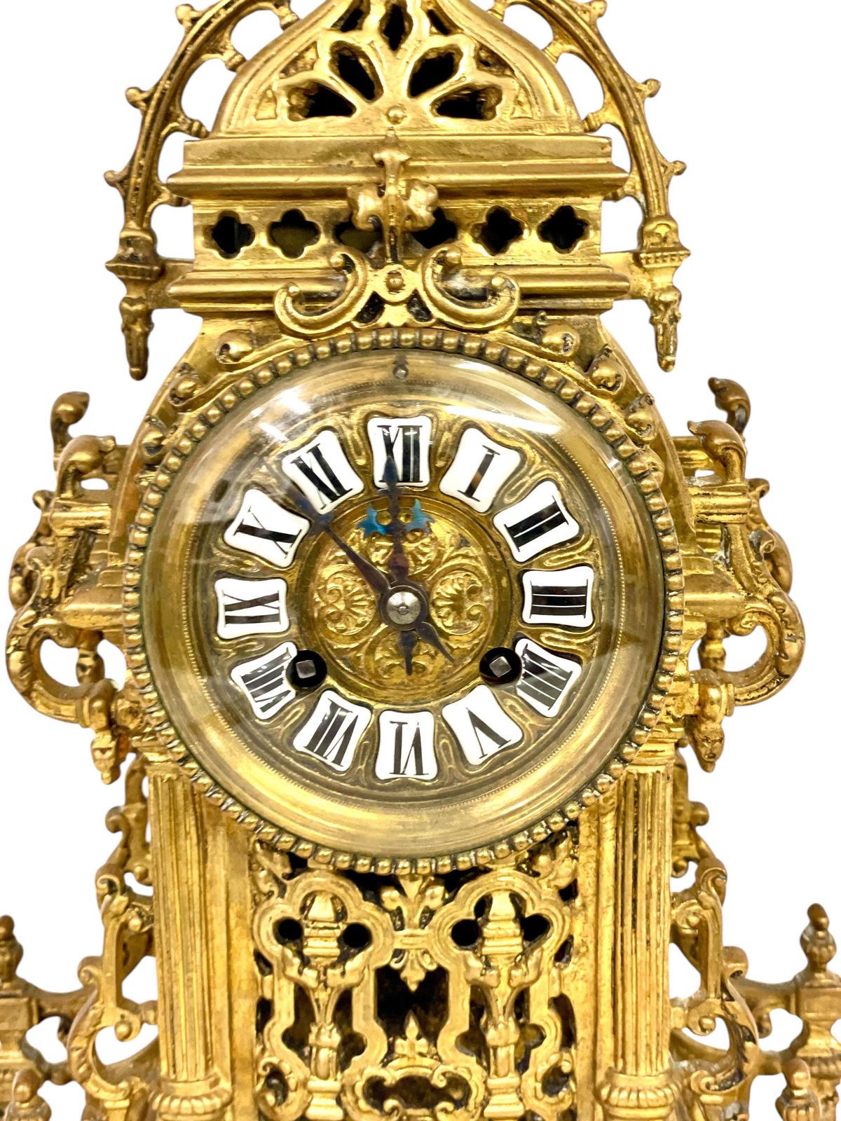 19th Century Gilt Bronze Cathedral Mantel Clock photo Home Decor