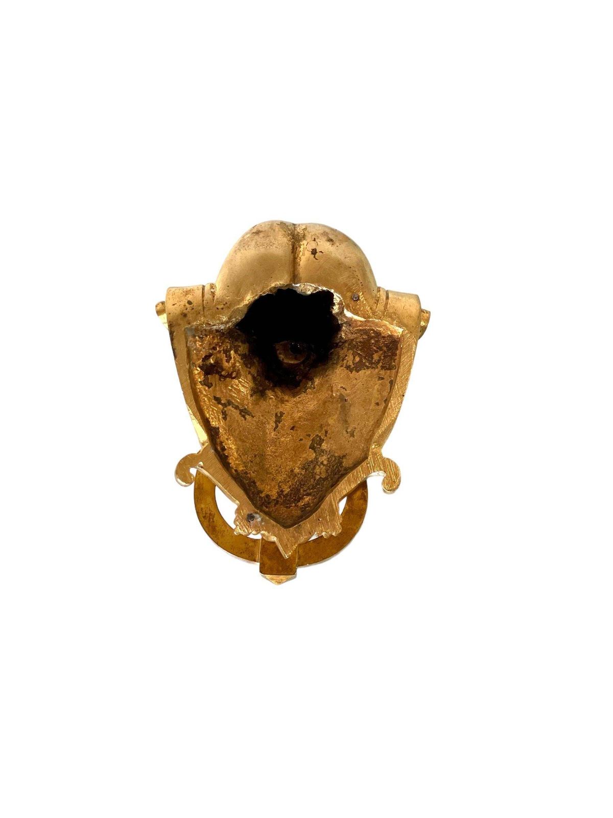 19th Century Lion's Head Door Knocker In Gilt Bronze photo vinterior