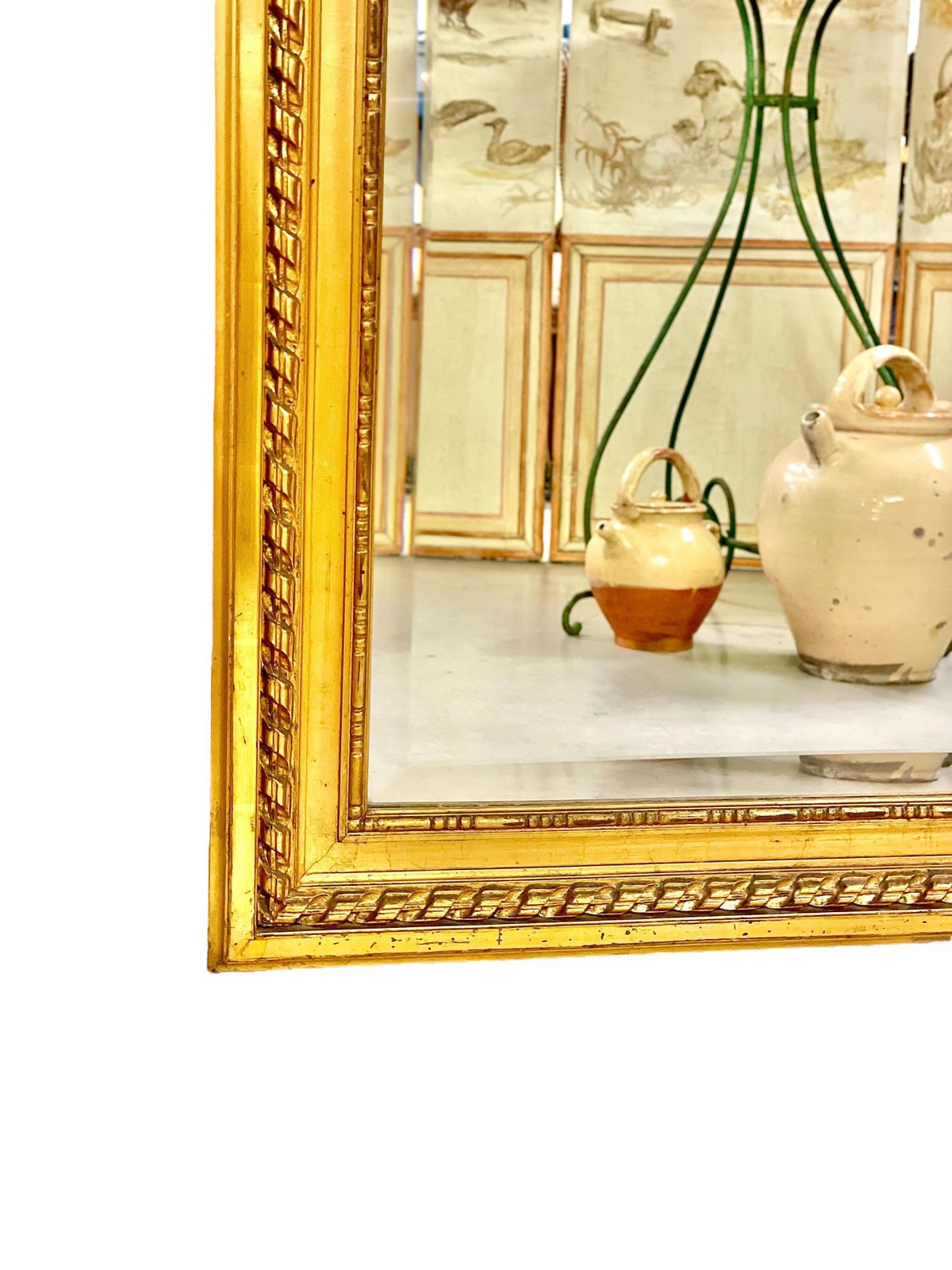 19th Century Louis XVI Trumeau Gilded Mirror With Mischievous Cherubs Design photo vinterior