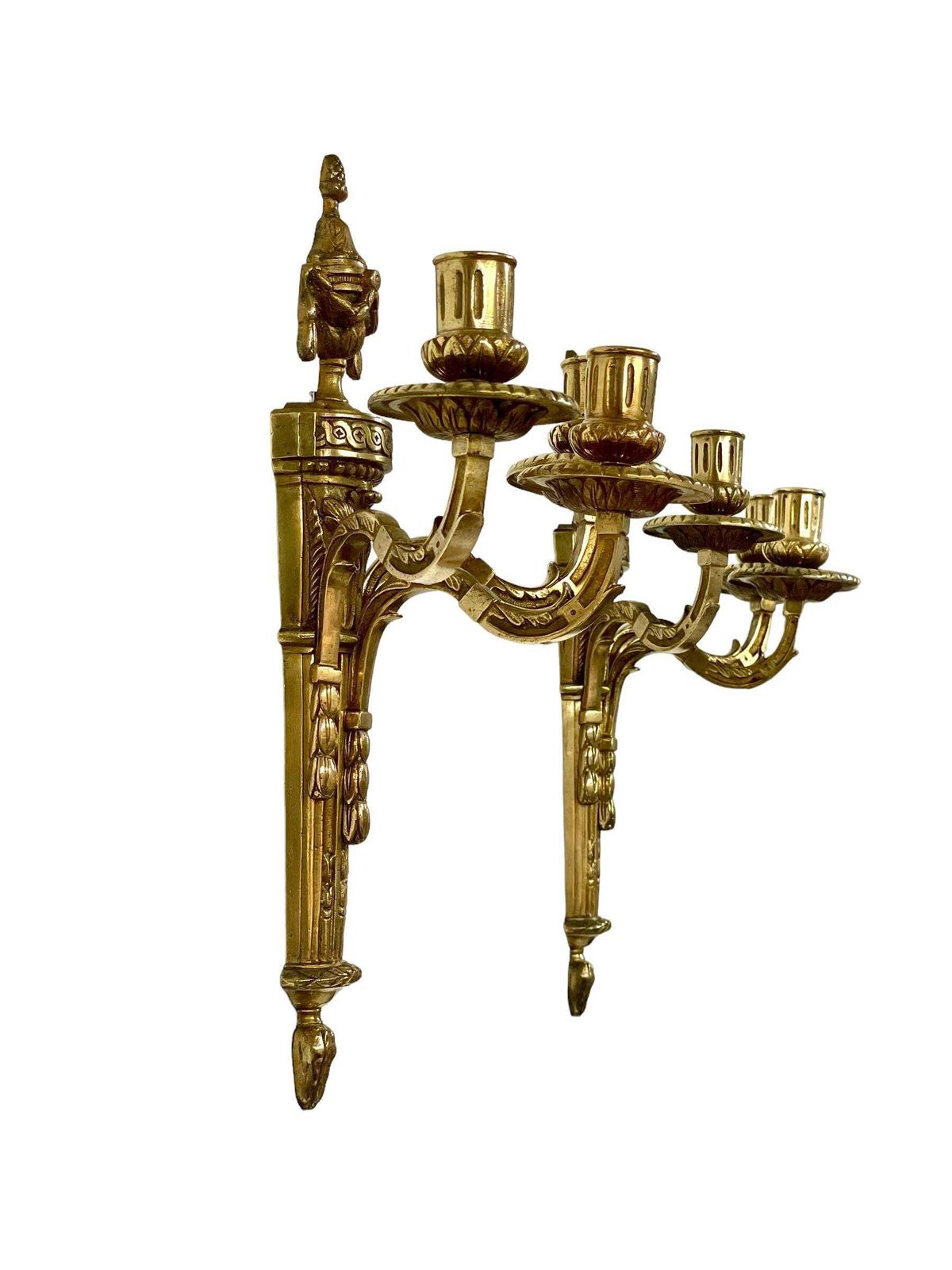 19th Century Pair Of French Neoclassical Gilt Bronze Wall Sconces photo Lighting