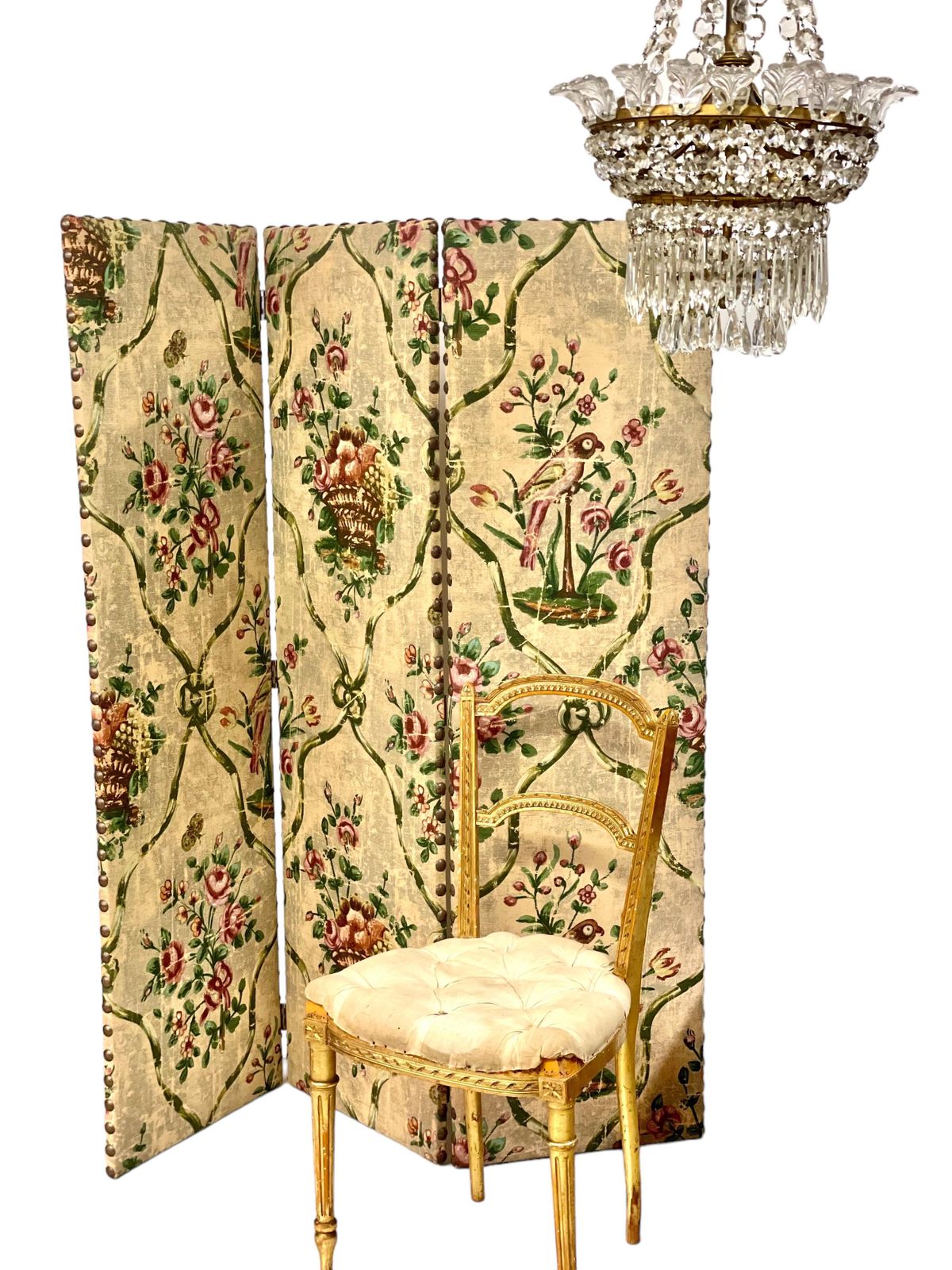 photo for sale French Vintage Screen Divider With Three Panels
