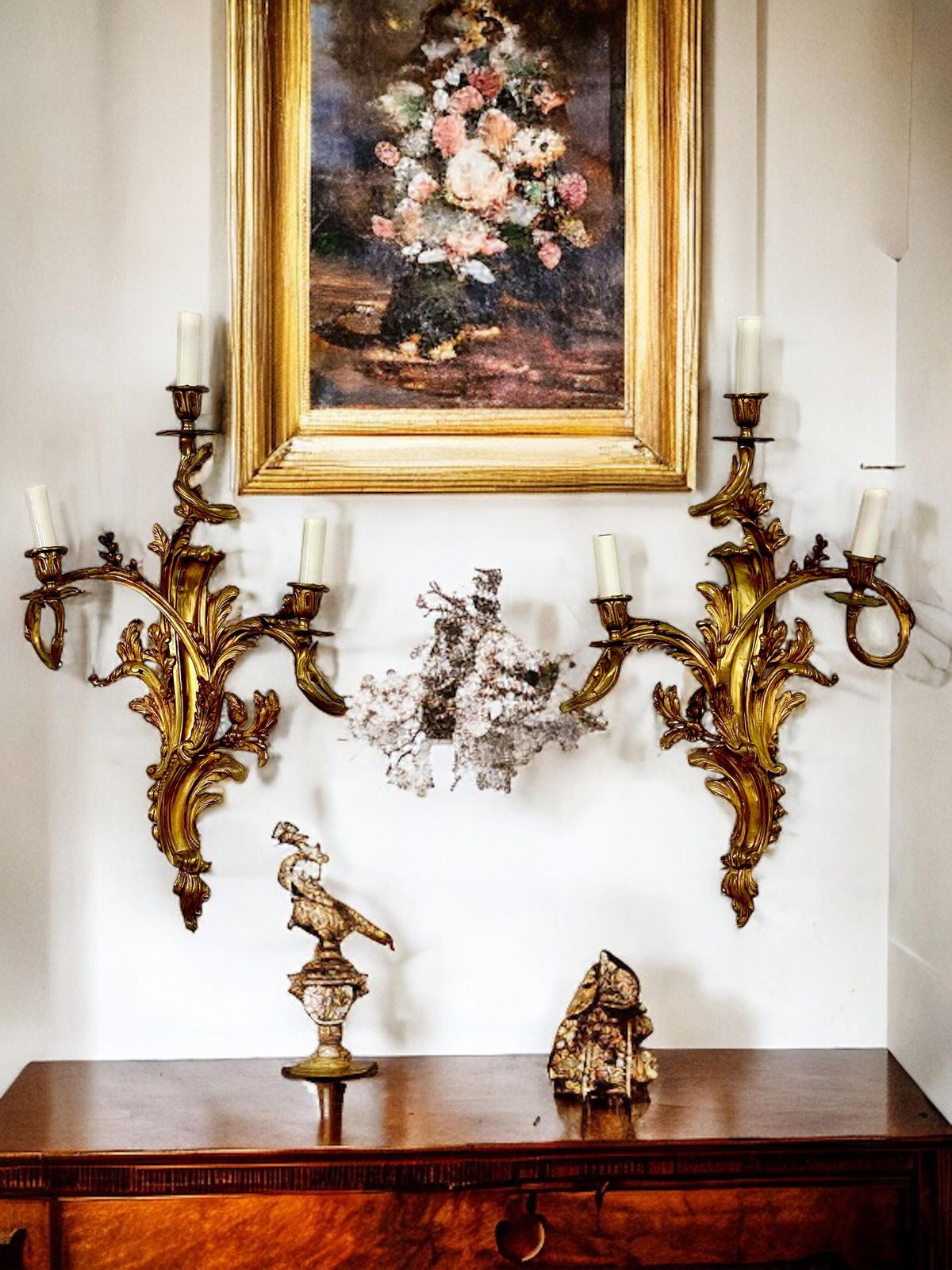 photo buy 19th Century Pair Of Large Louis XV Gilt Bronze Sconces