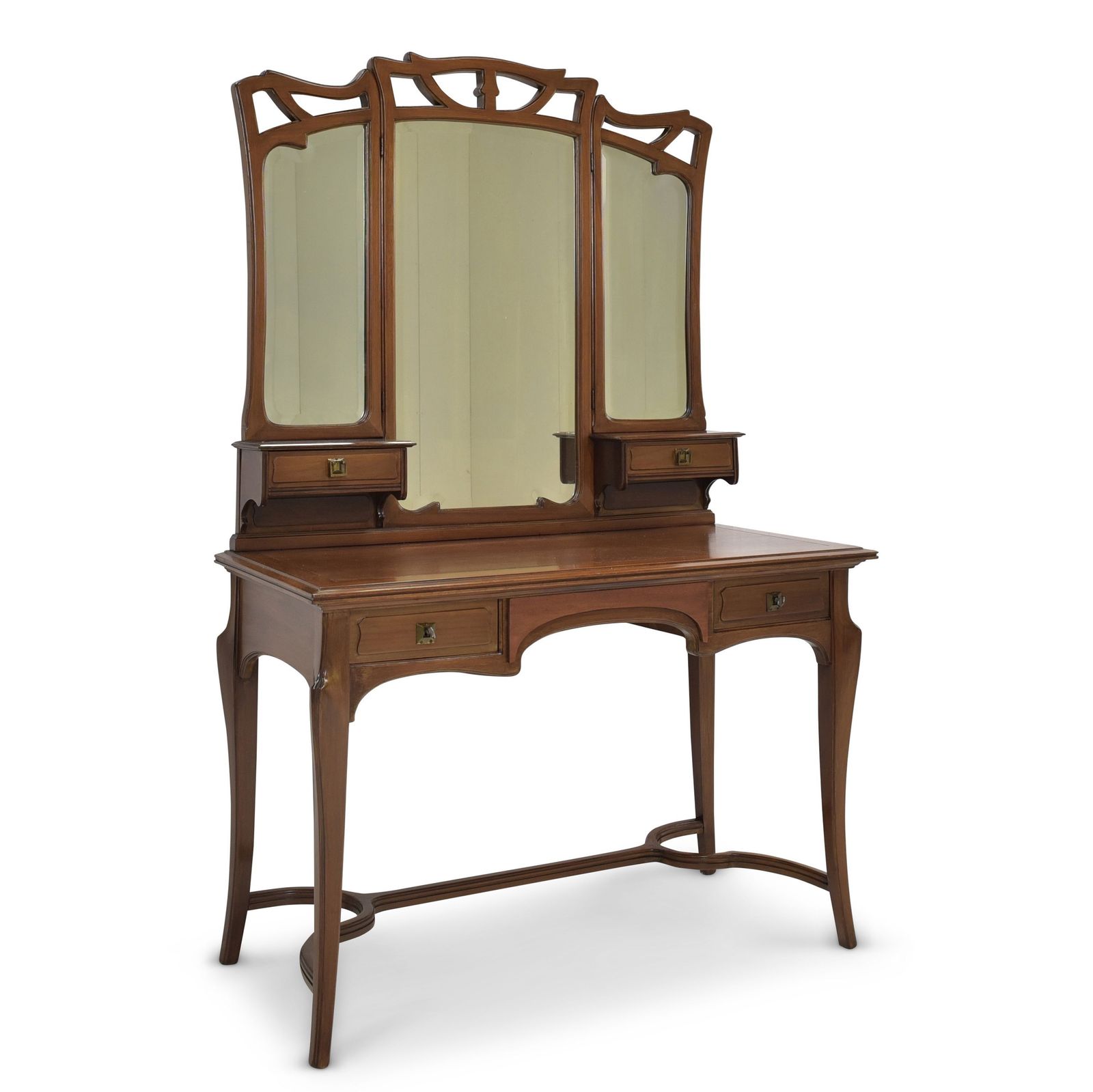 Antique! Dressing Table Restored Mahogany Art Nouveau Mirrored Chest Of Drawers Bedroom