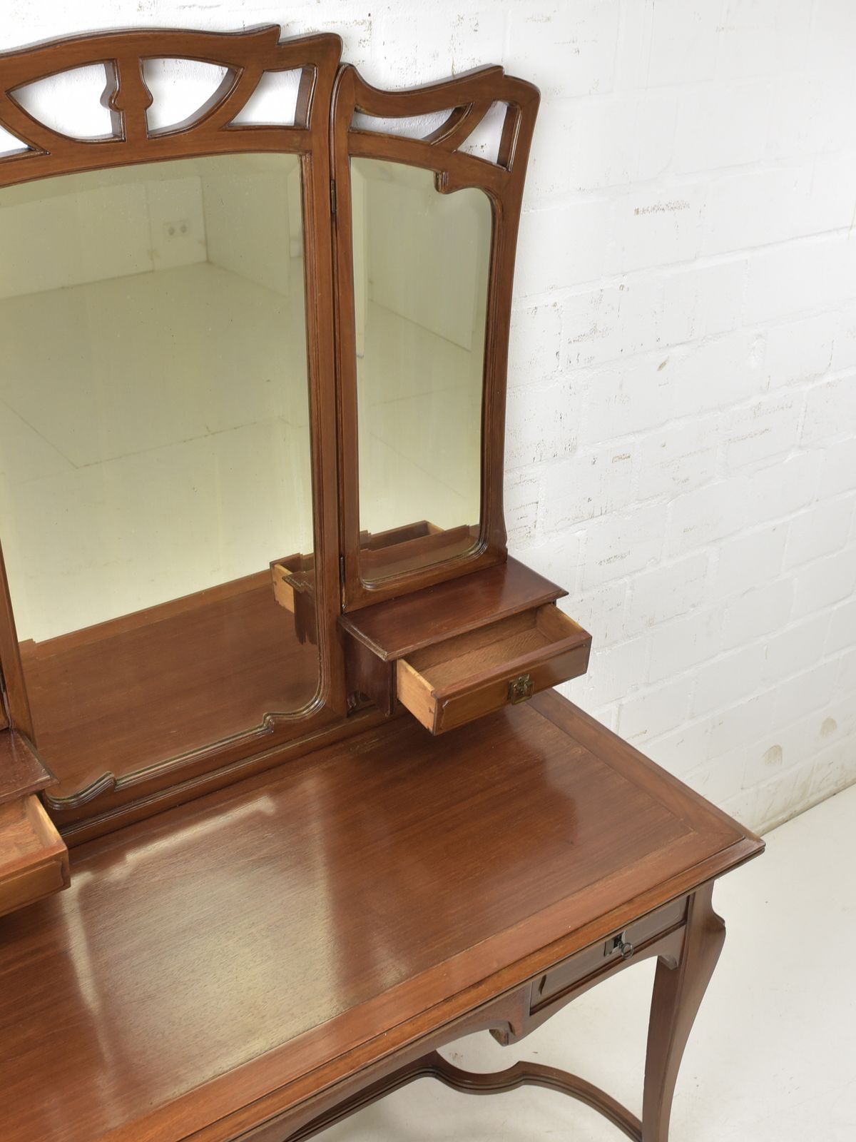 Antique! Dressing Table Restored Mahogany Art Nouveau Mirrored Chest Of Drawers Bedroom photo 1274.0