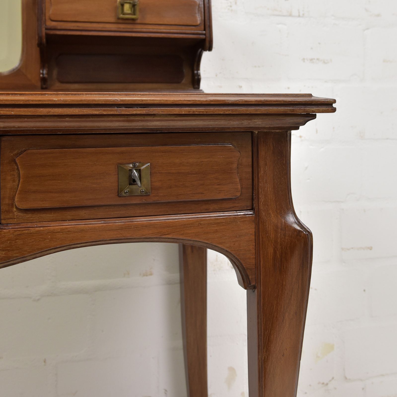 Antique! Dressing Table Restored Mahogany Art Nouveau Mirrored Chest Of Drawers Bedroom photo vintage