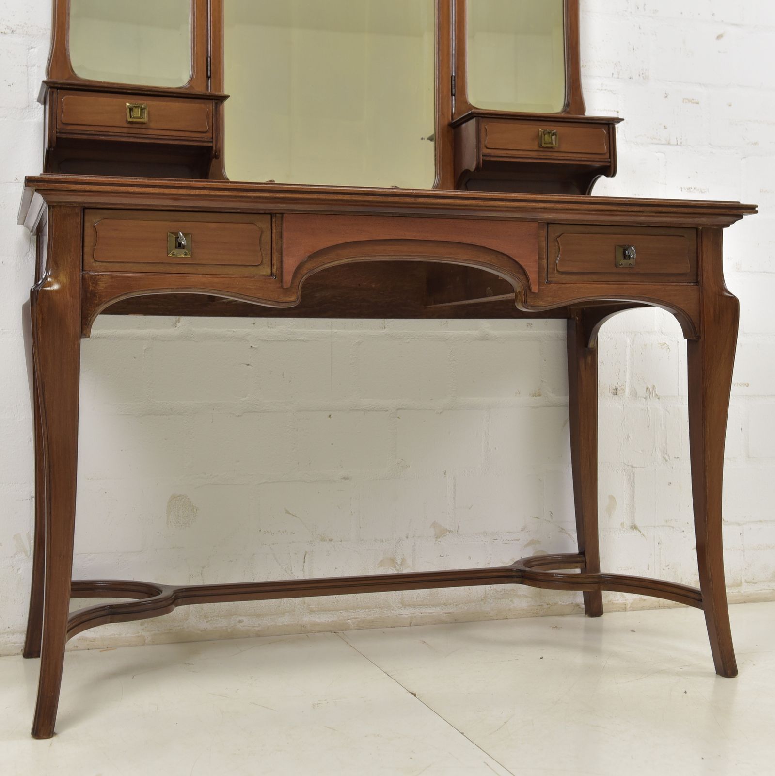 photo for sale Antique! Dressing Table Restored Mahogany Art Nouveau Mirrored Chest Of Drawers Bedroom