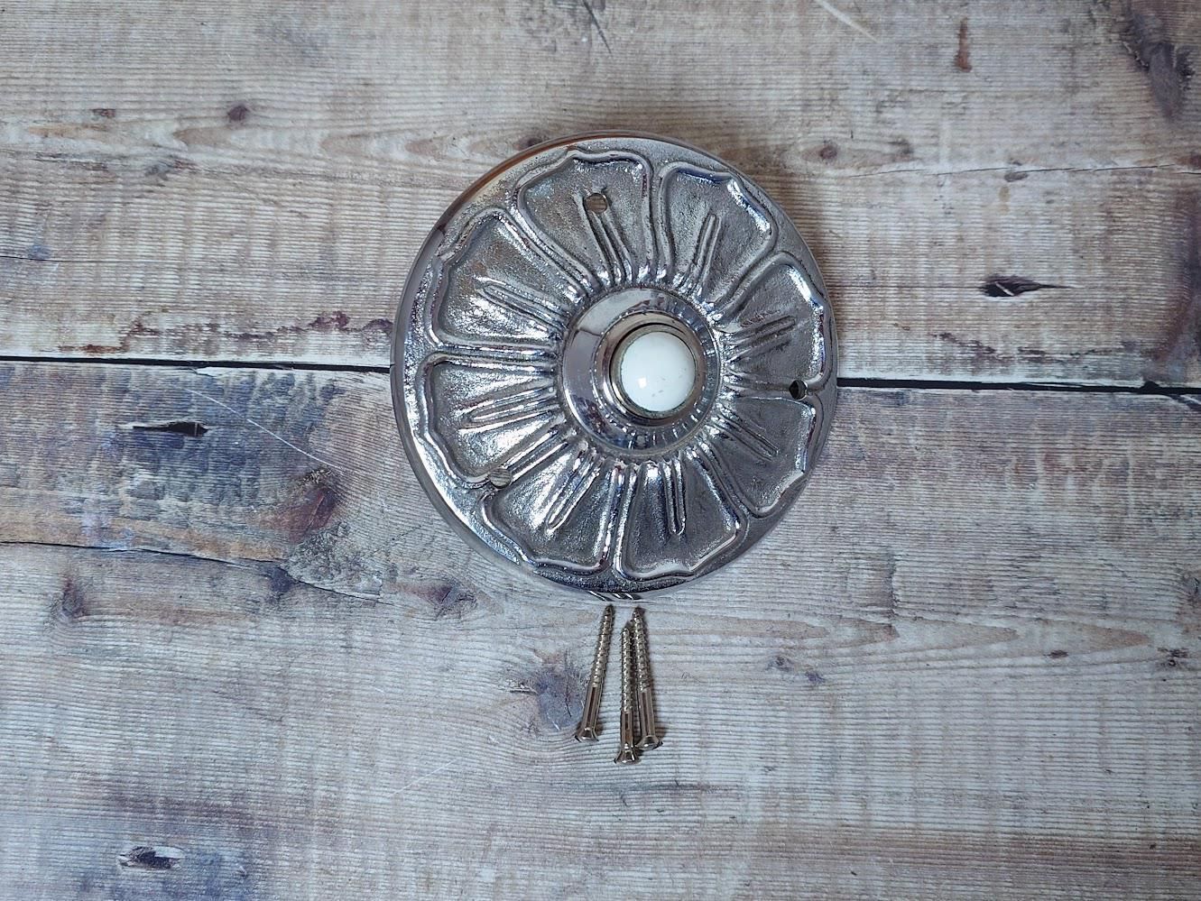 Large Nickel Plated Brass Door Bell Press, Nickel Doorbell Press Button photo for sale