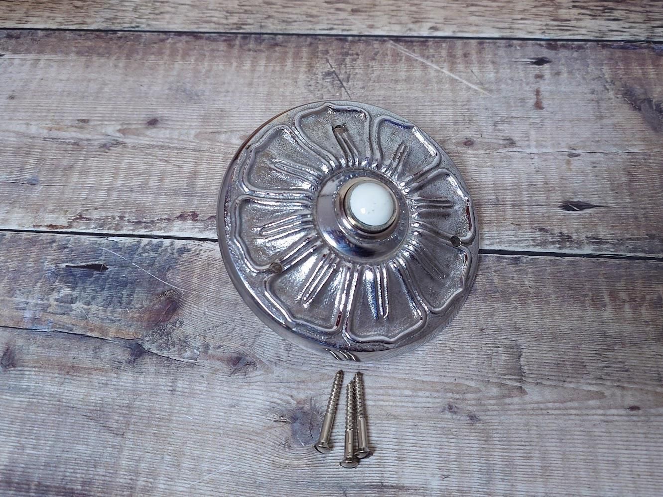 Large Nickel Plated Brass Door Bell Press, Nickel Doorbell Press Button photo Home Fixtures