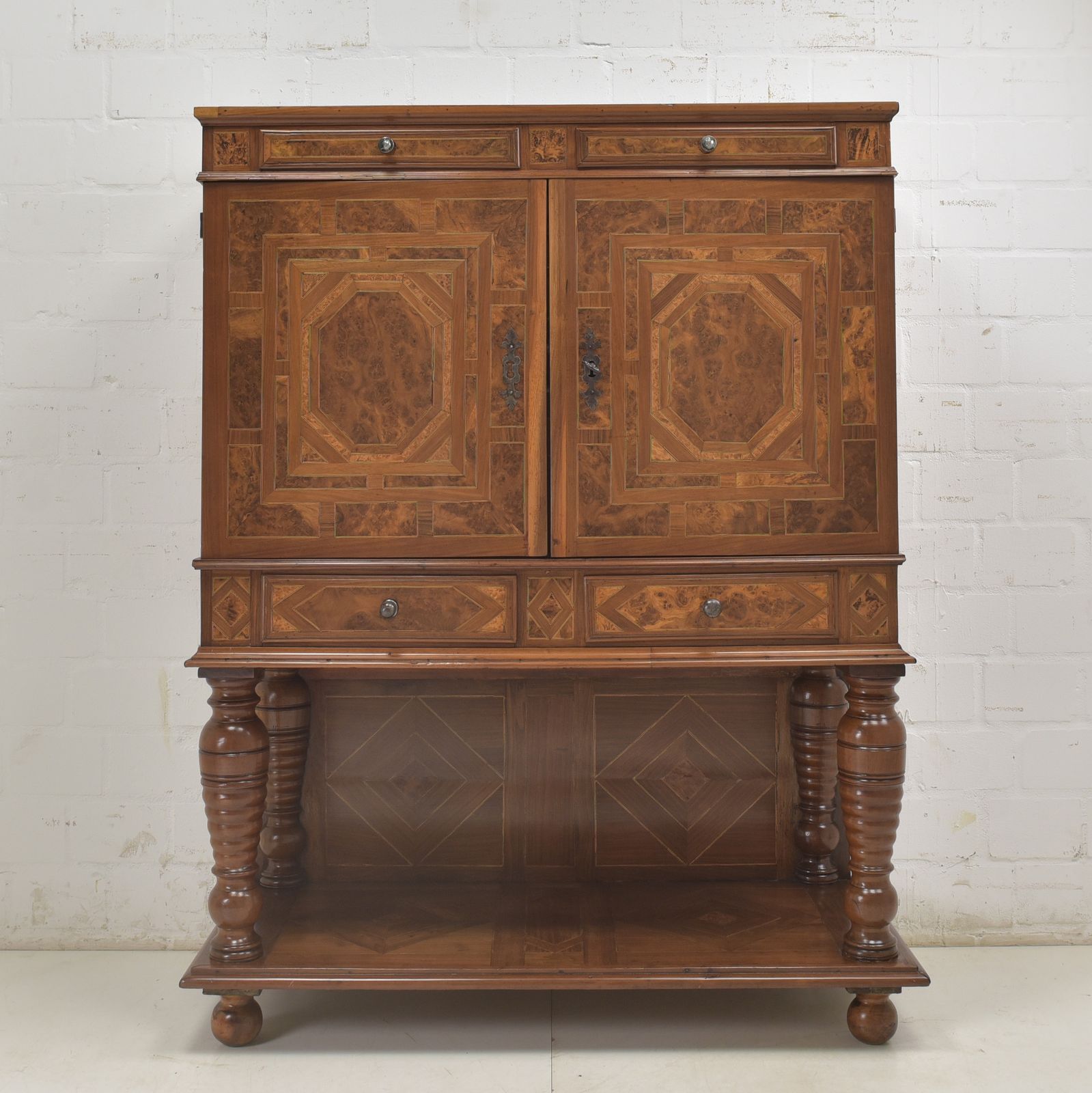 Antique! Cabinet Restored Baroque Circa 1720 Walnut Stollen Cabinet photo furniture