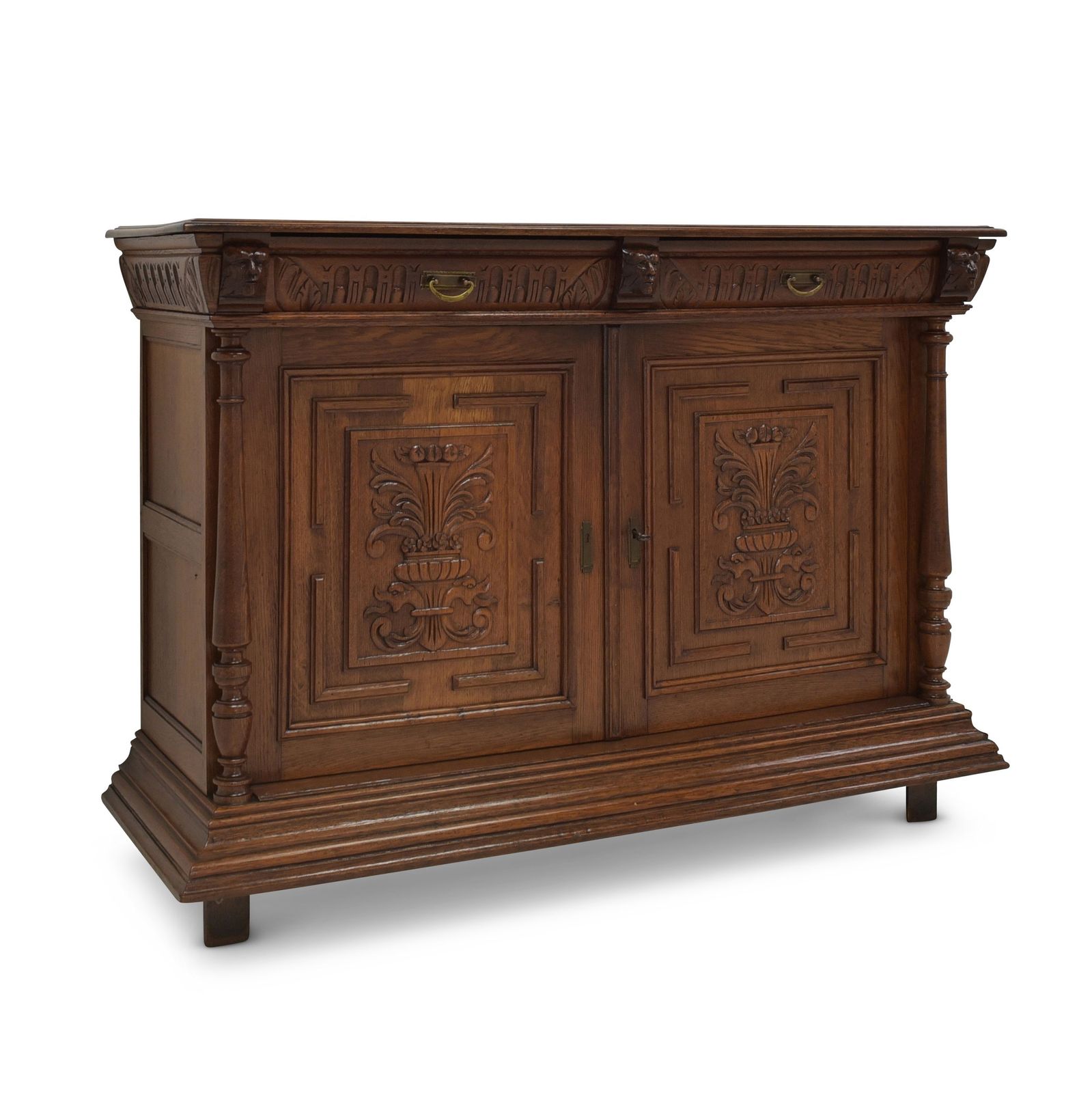 Antique! Sideboard, Chest Of Drawers, Restored, Solid Oak, Wilhelminian Style, Circa 1900