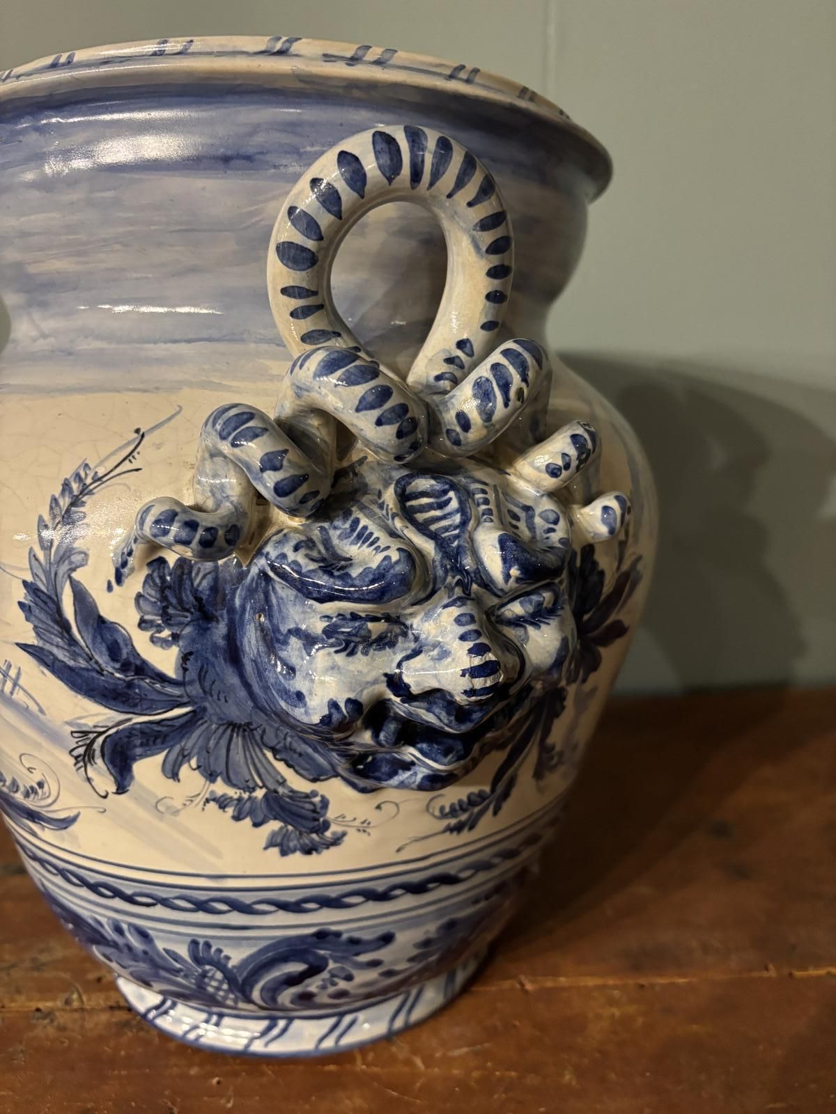 Early 20th Century Blue And White Italian Urn photo for sale