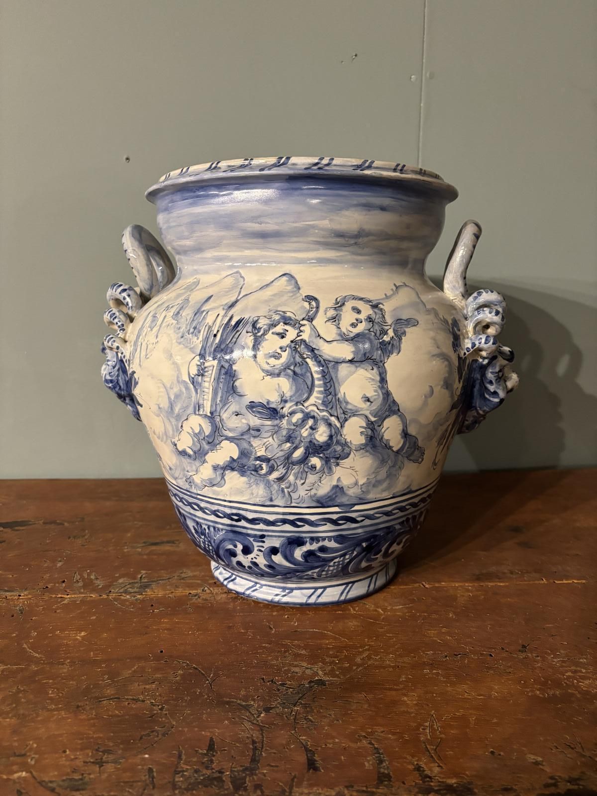 Early 20th Century Blue And White Italian Urn photo 995.0