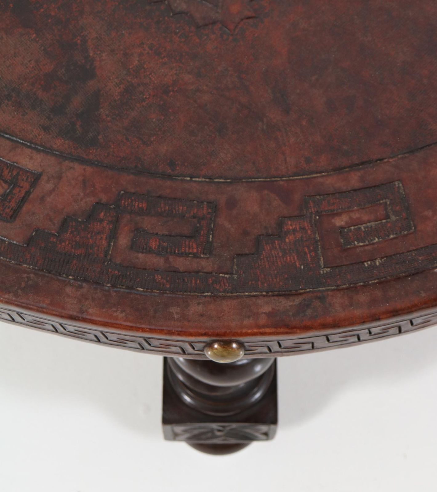 Walnut And Leather Mid Century Modern Coffee Table By Angel Pazmino, 1960s photo vinterior