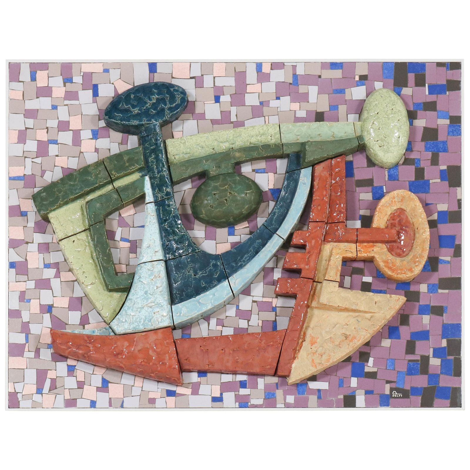 Dutch Mid Century Modern Ceramic Artwork By Porceleyne Fles Delft, 1970s