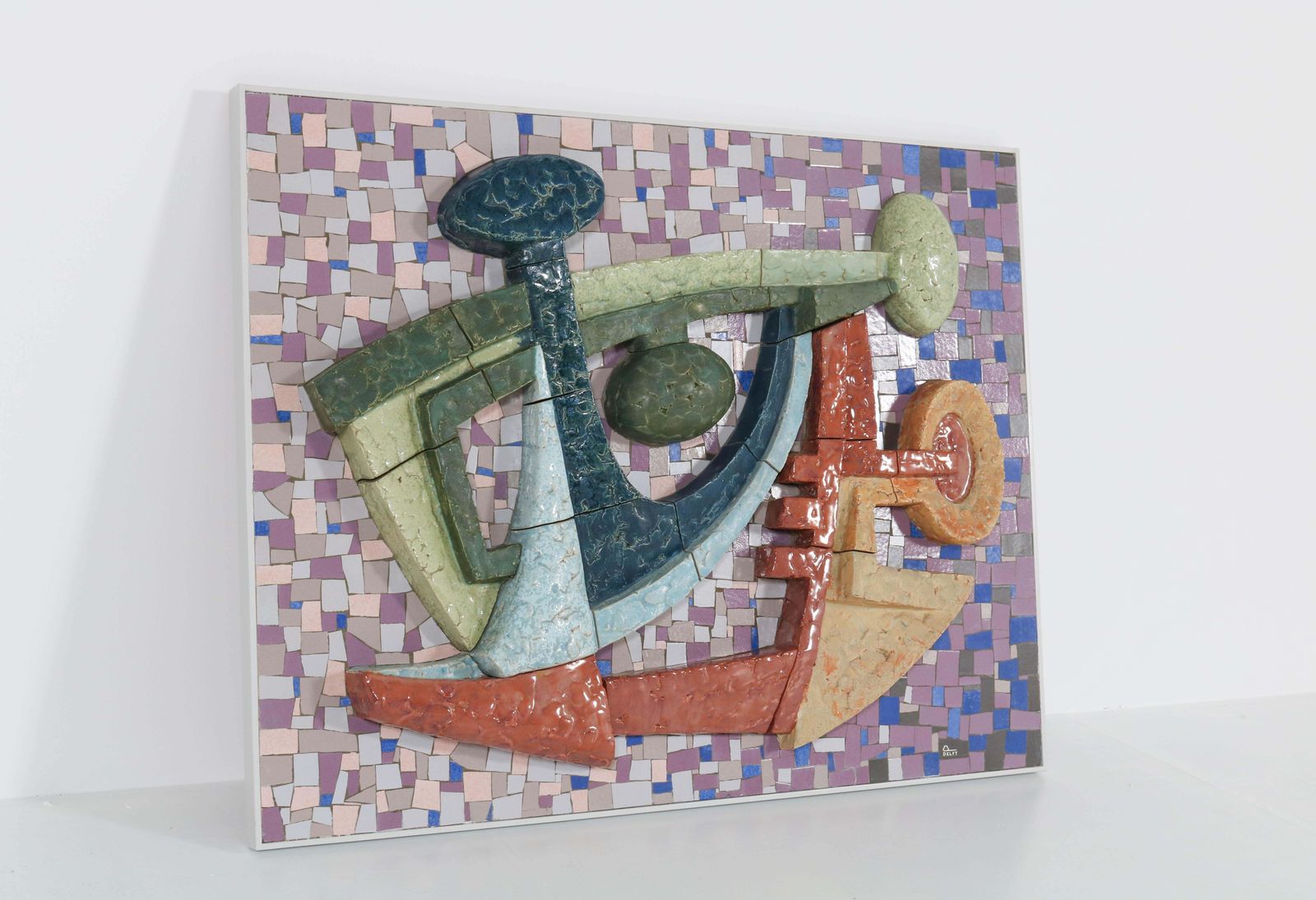 Dutch Mid Century Modern Ceramic Artwork By Porceleyne Fles Delft, 1970s photo furniture