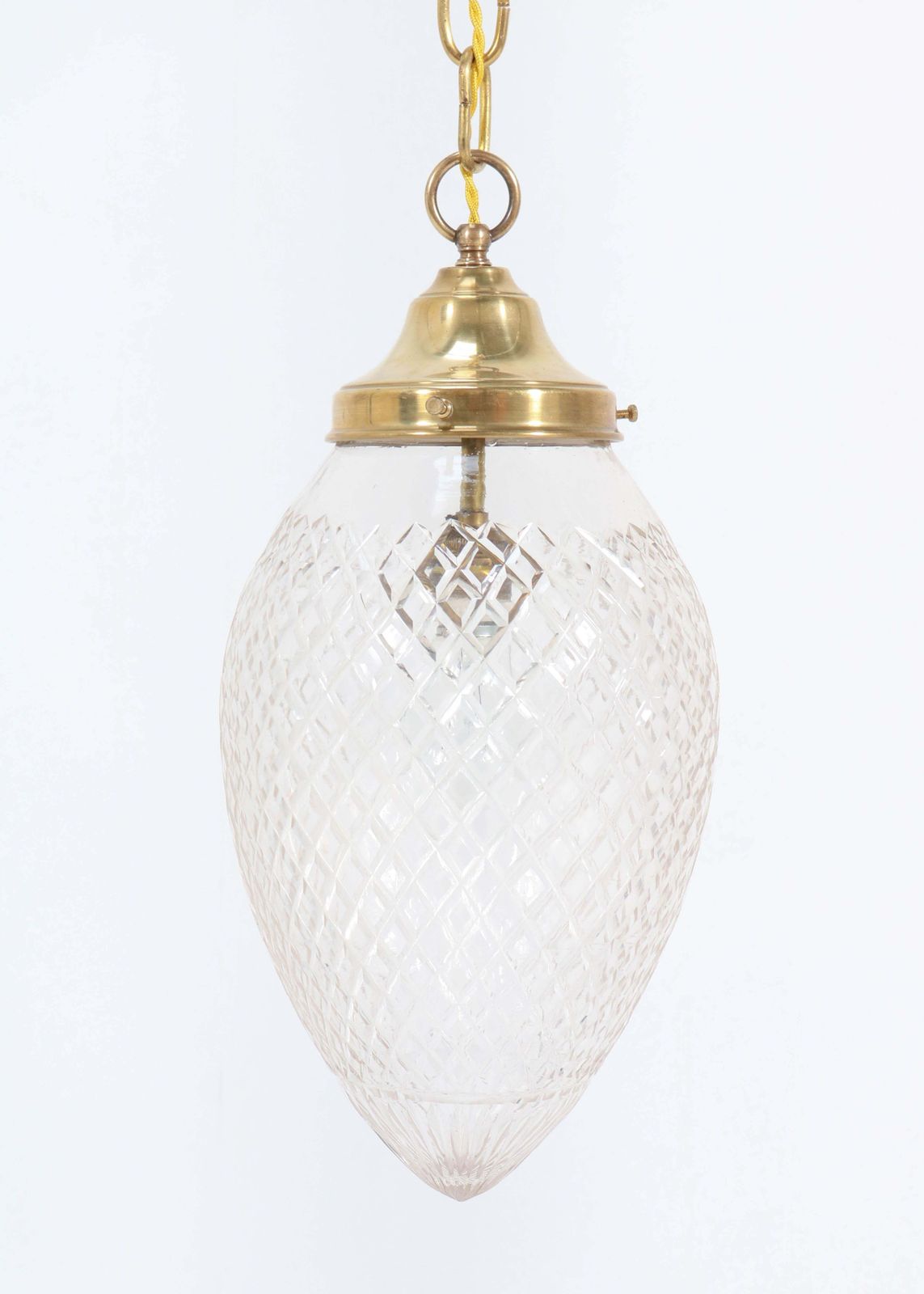 Brass French Art Nouveau Hall Light Or Pendant With Beveled Glass, 1915 photo Lighting