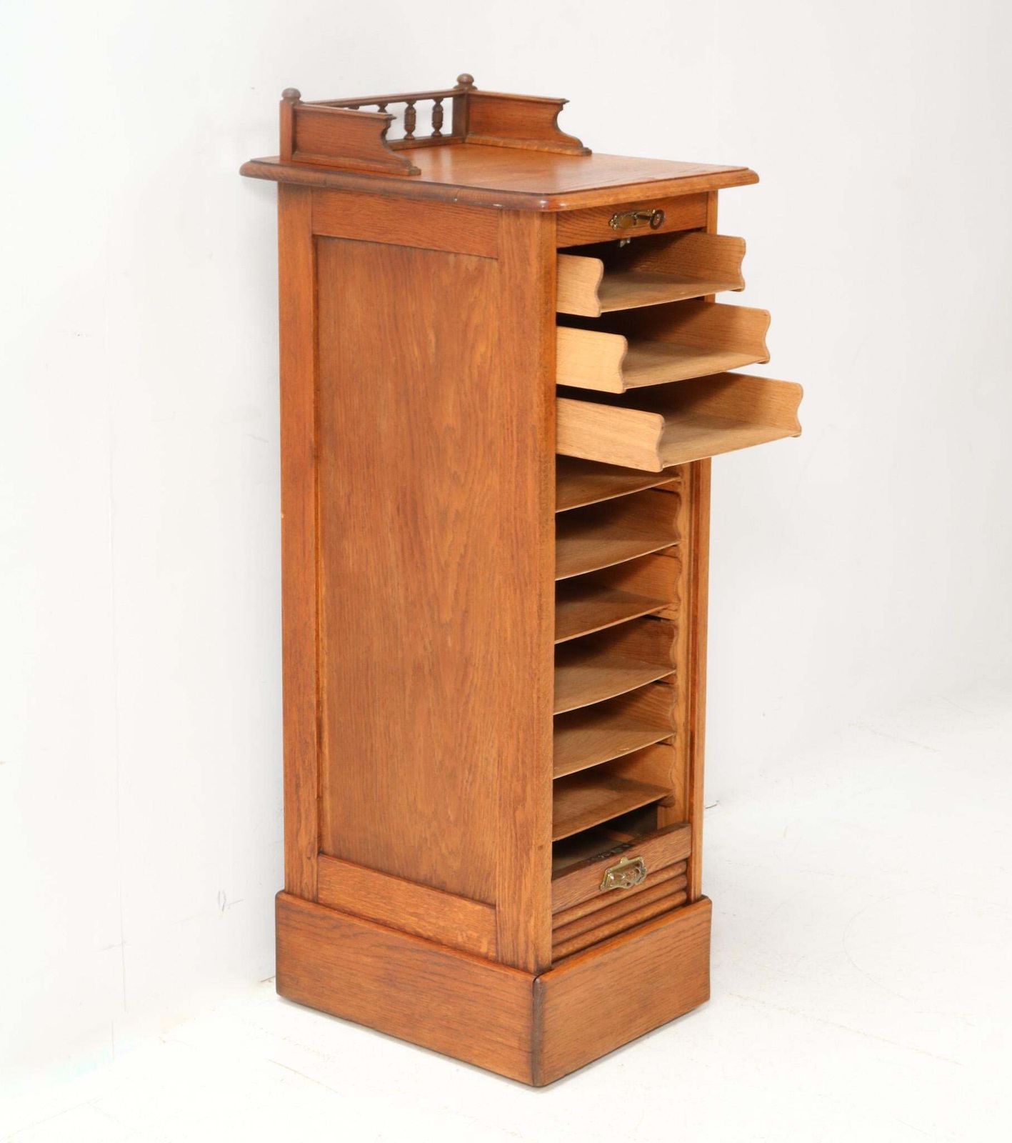 Oak Art Nouveau File Cabinet With Roll Top Door, 1900s photo 1411.0