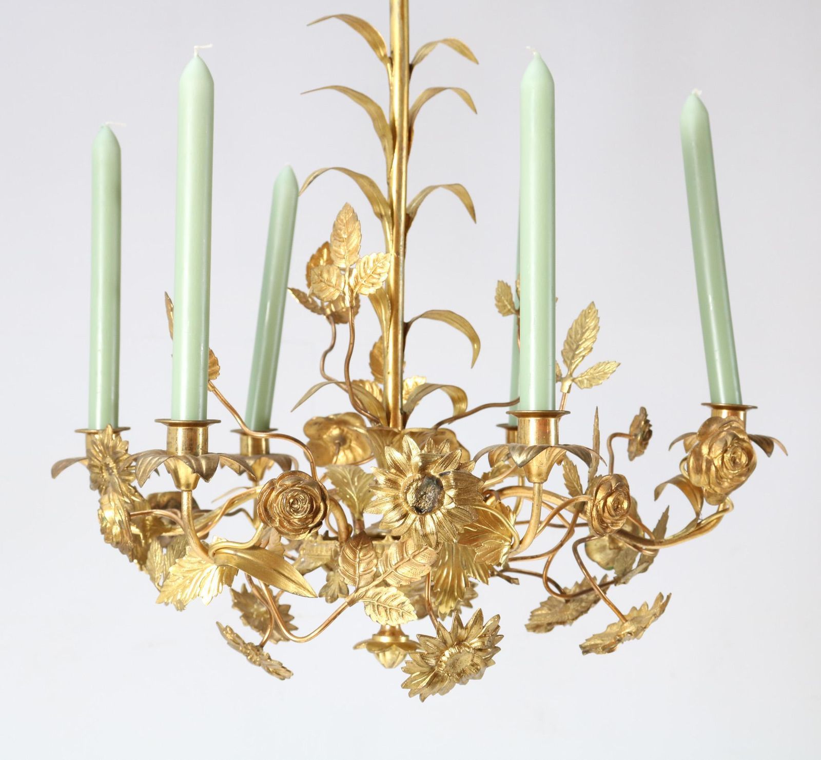 Gilt Brass Art Nouveau Chandelier, 1900s photo buy