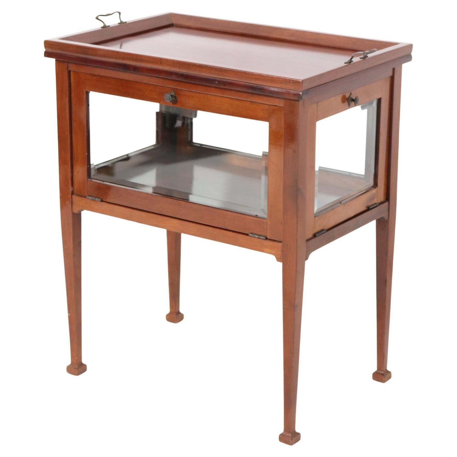 Walnut Art Nouveau Tea Cabinet With Serving Tray, 1900s