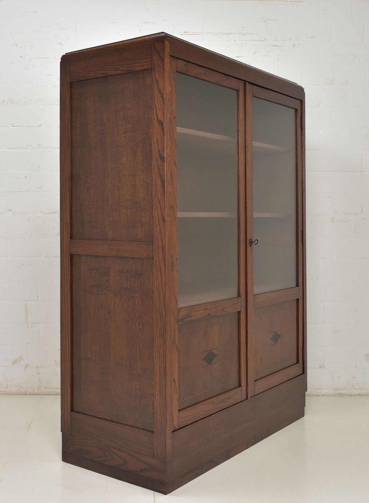 Furniture Antique! Display Cabinet Restored Bauhaus Art Deco Circa 1930 Solid Oak Display Cabinet photo