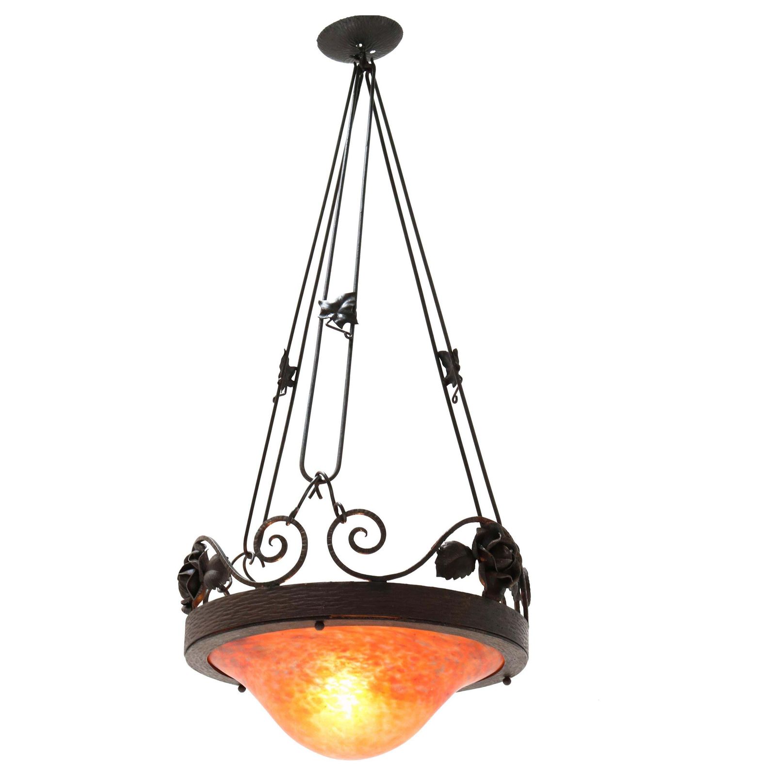 French Art Nouveau Chandelier By Muller Frères Lunéville, 1900s