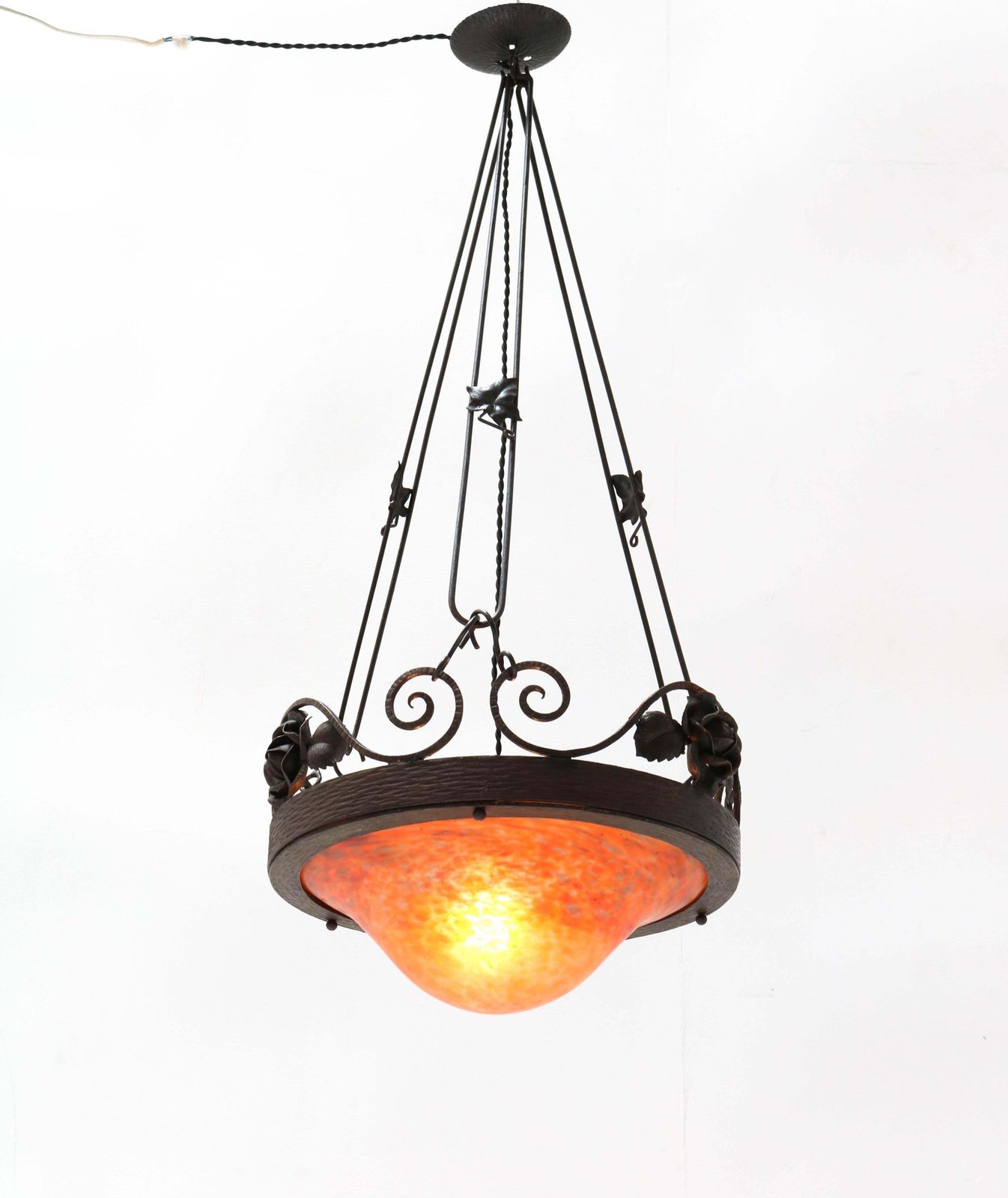 French Art Nouveau Chandelier By Muller Frères Lunéville, 1900s photo furniture