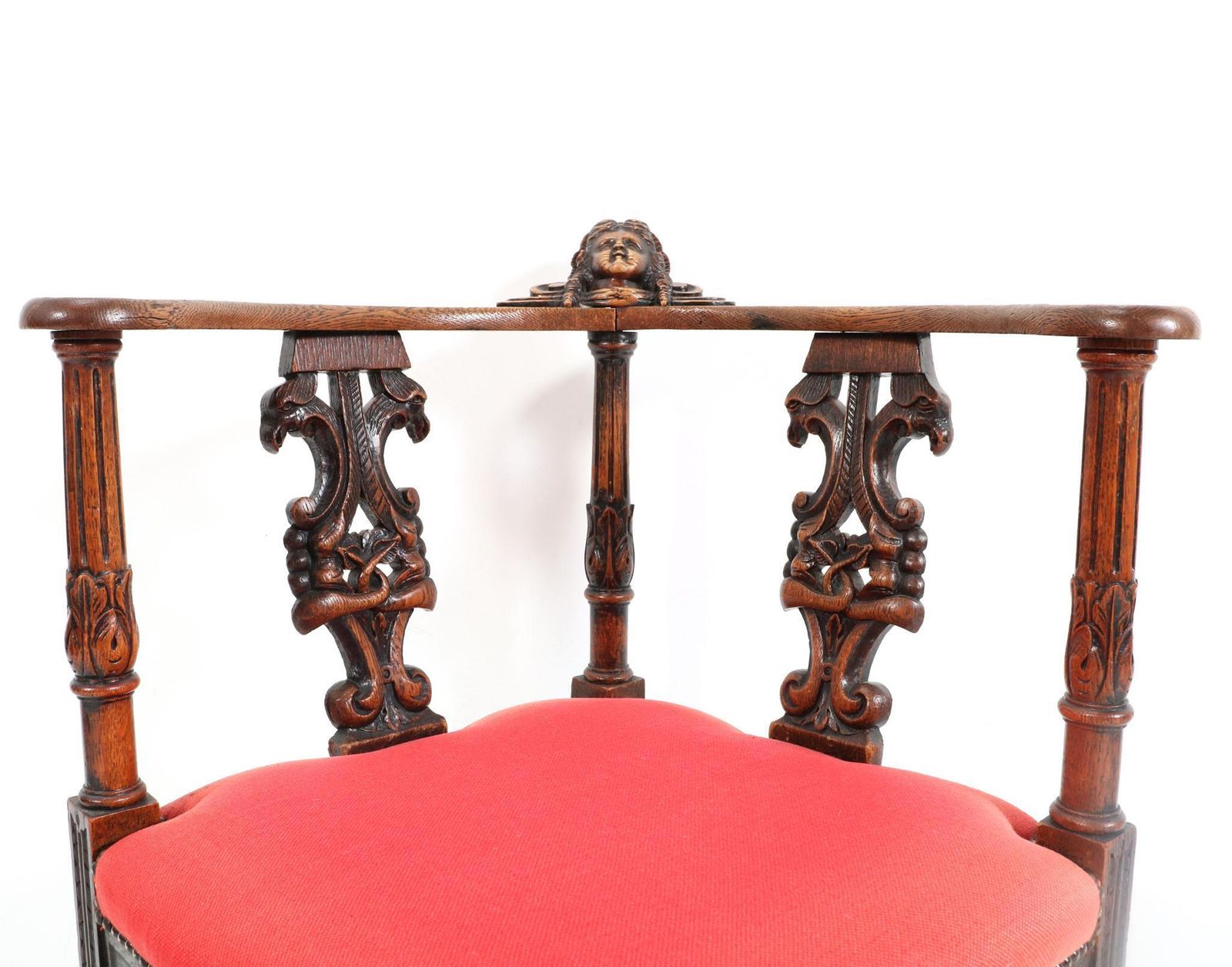 photo for sale French Renaissance Revival Oak Carved Corner Armchair, 1890s