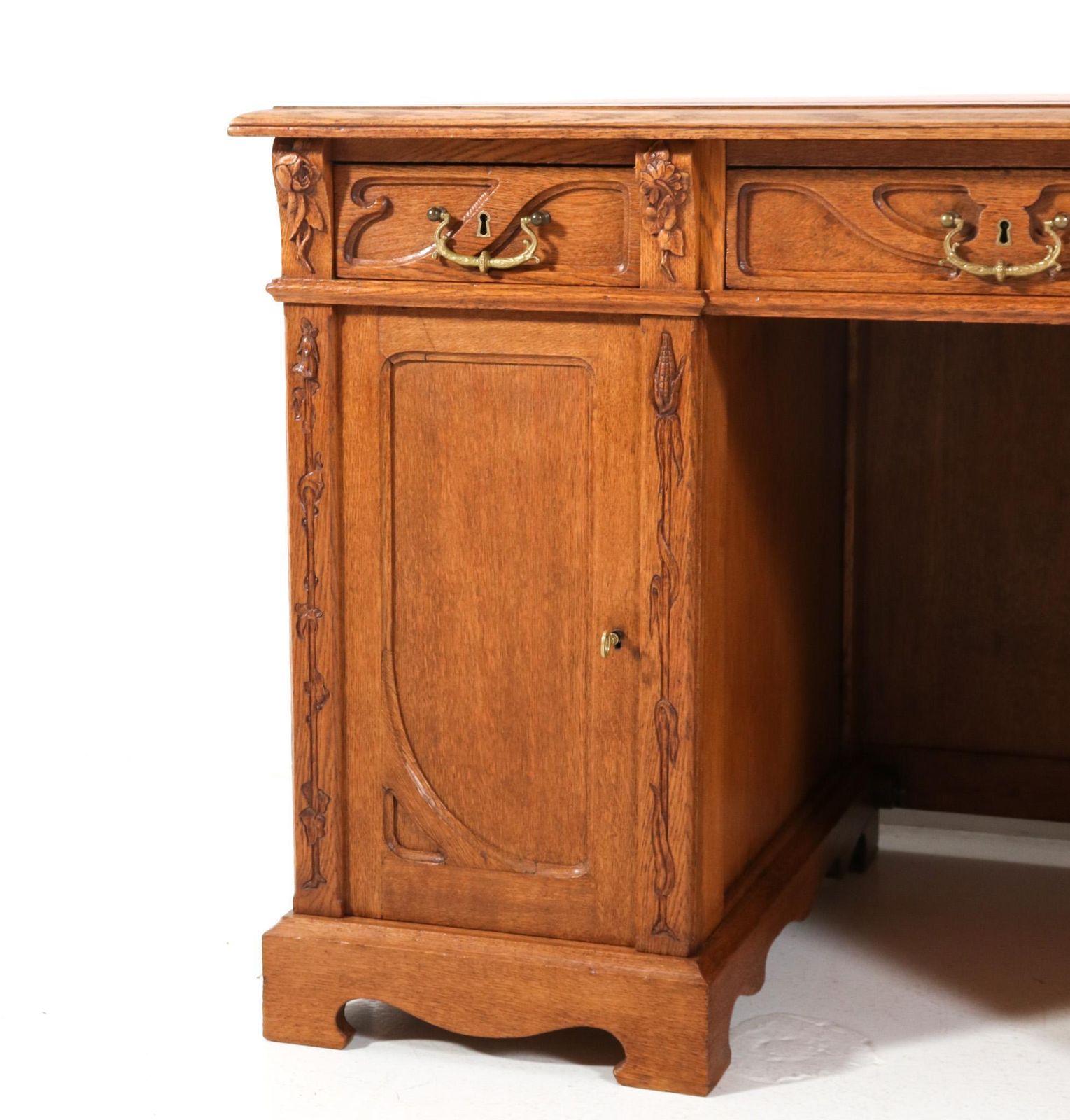 photo for sale Oak Art Nouveau Pedestal Desk By J.J. Terburg & Zoon Arnhem, 1900s