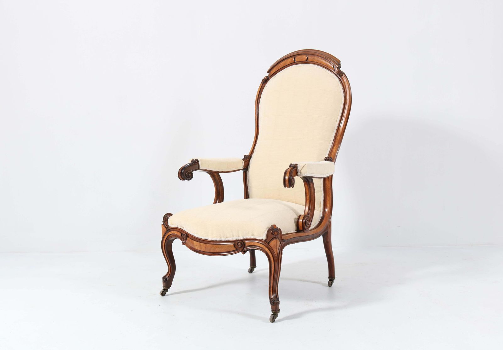 Satinwood Victorian High Back Armchair Or Voltaire Chair, 1860s photo furniture