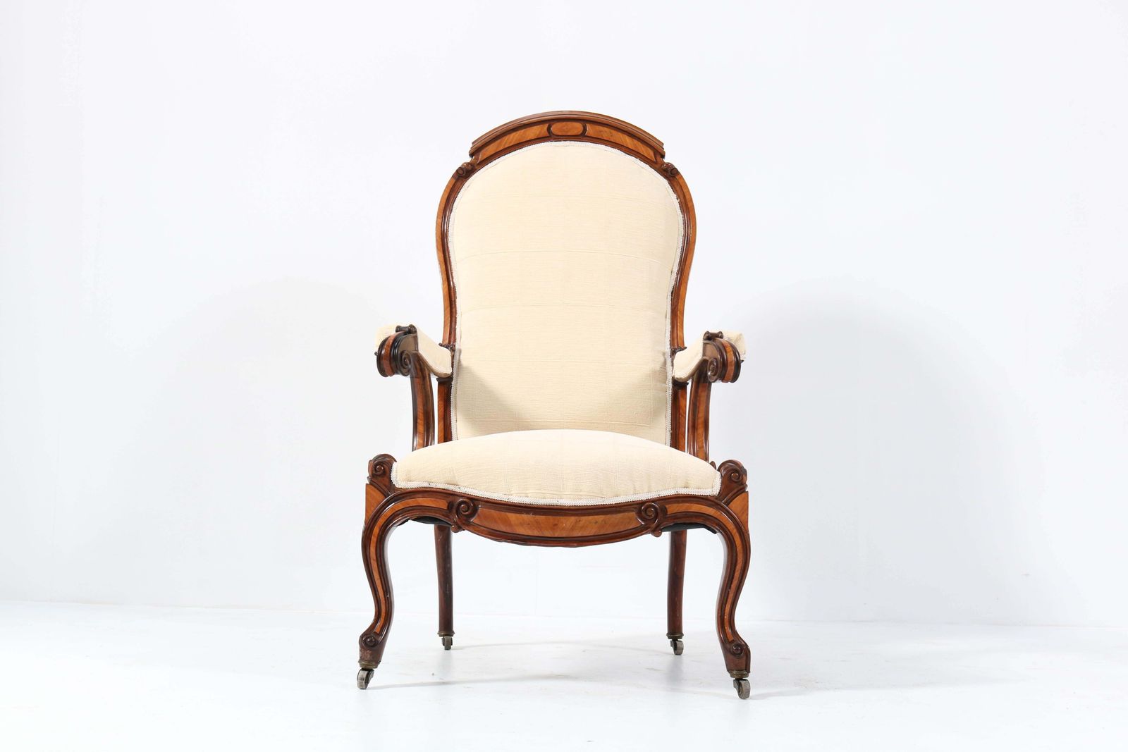 1938.0 Satinwood Victorian High Back Armchair Or Voltaire Chair, 1860s photo