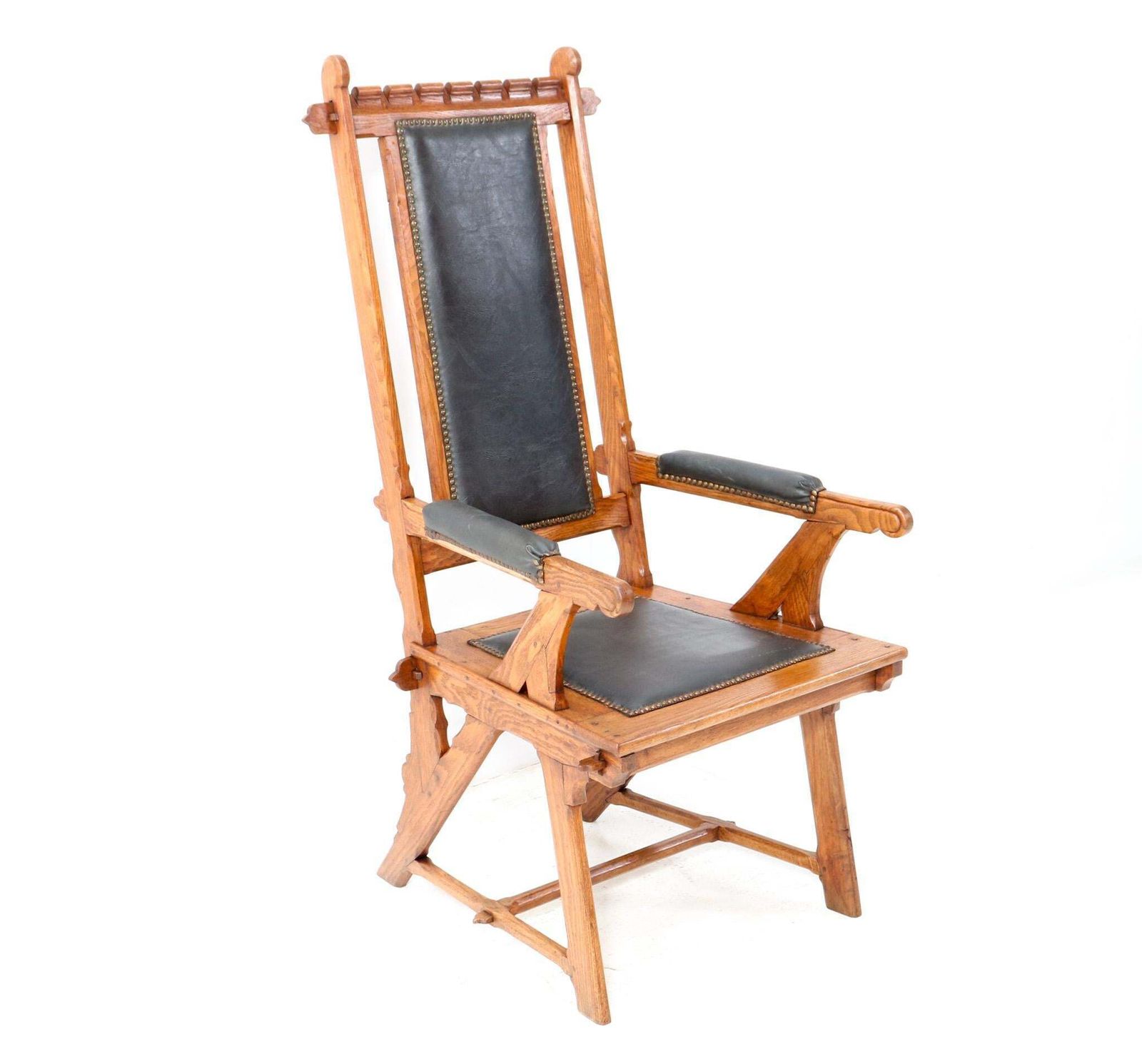 Oak Arts & Crafts Art Nouveau High Back Armchair By H.P. Berlage, 1900s photo for sale