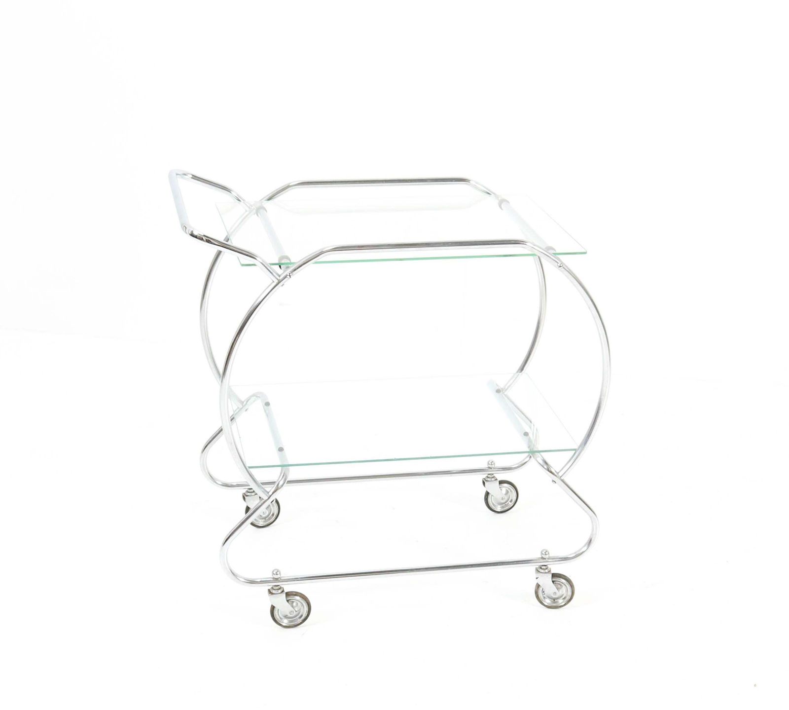 Nickel Plated Brass Art Deco Serving Trolley, 1930s photo furniture