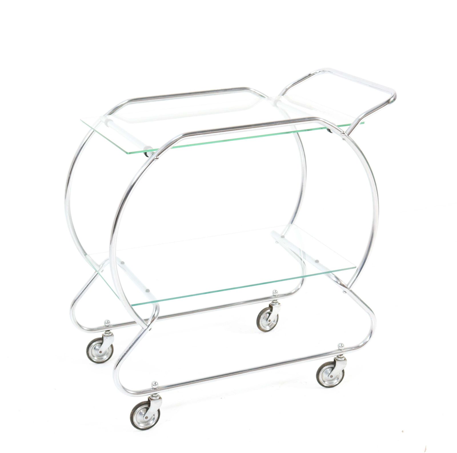 Nickel Plated Brass Art Deco Serving Trolley, 1930s photo vintage