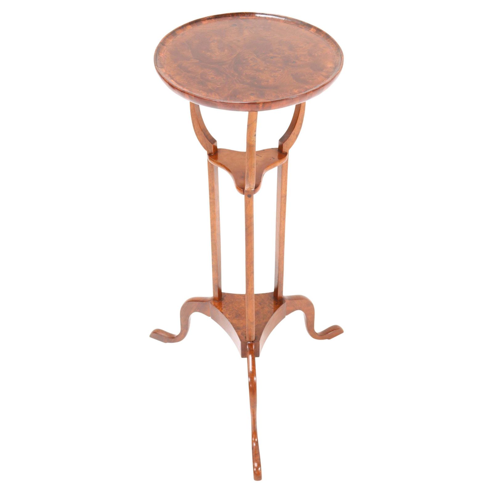 English 19th Century Burl And Walnut Tripod Occasional Table