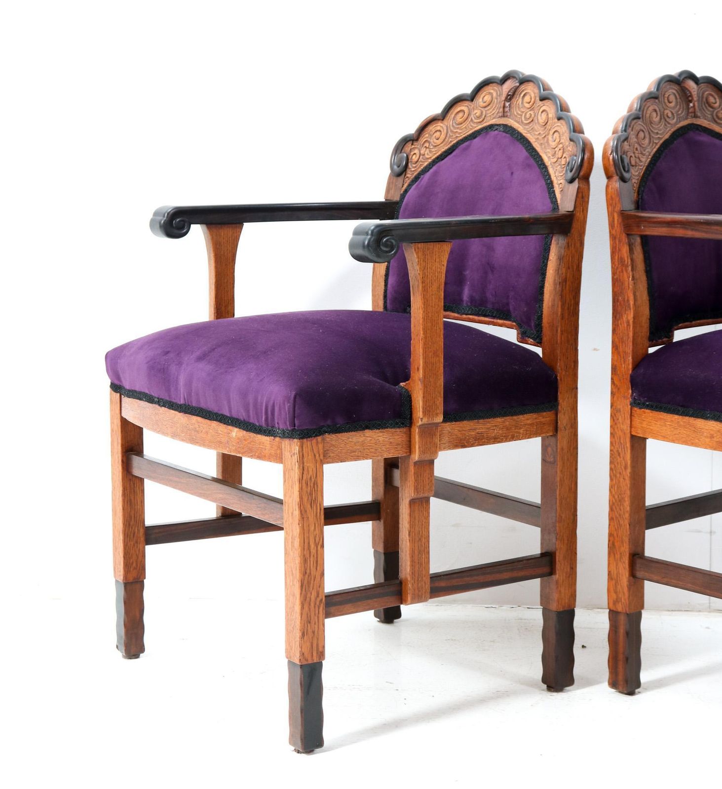 photo furniture Two Oak Art Deco Amsterdamse School Armchairs, 1920s