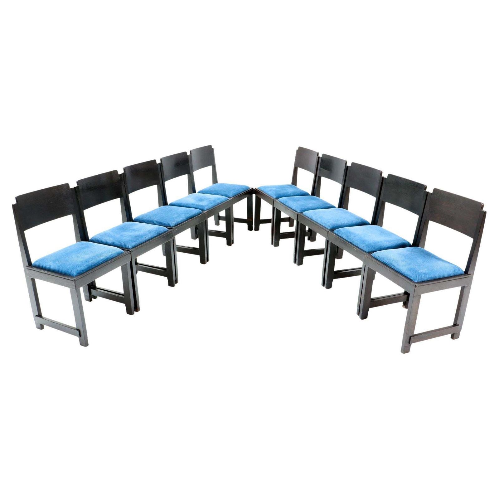 Set Of Ten Art Deco Modernist Dining Room Chairs By Frits Spanjaard, 1920s